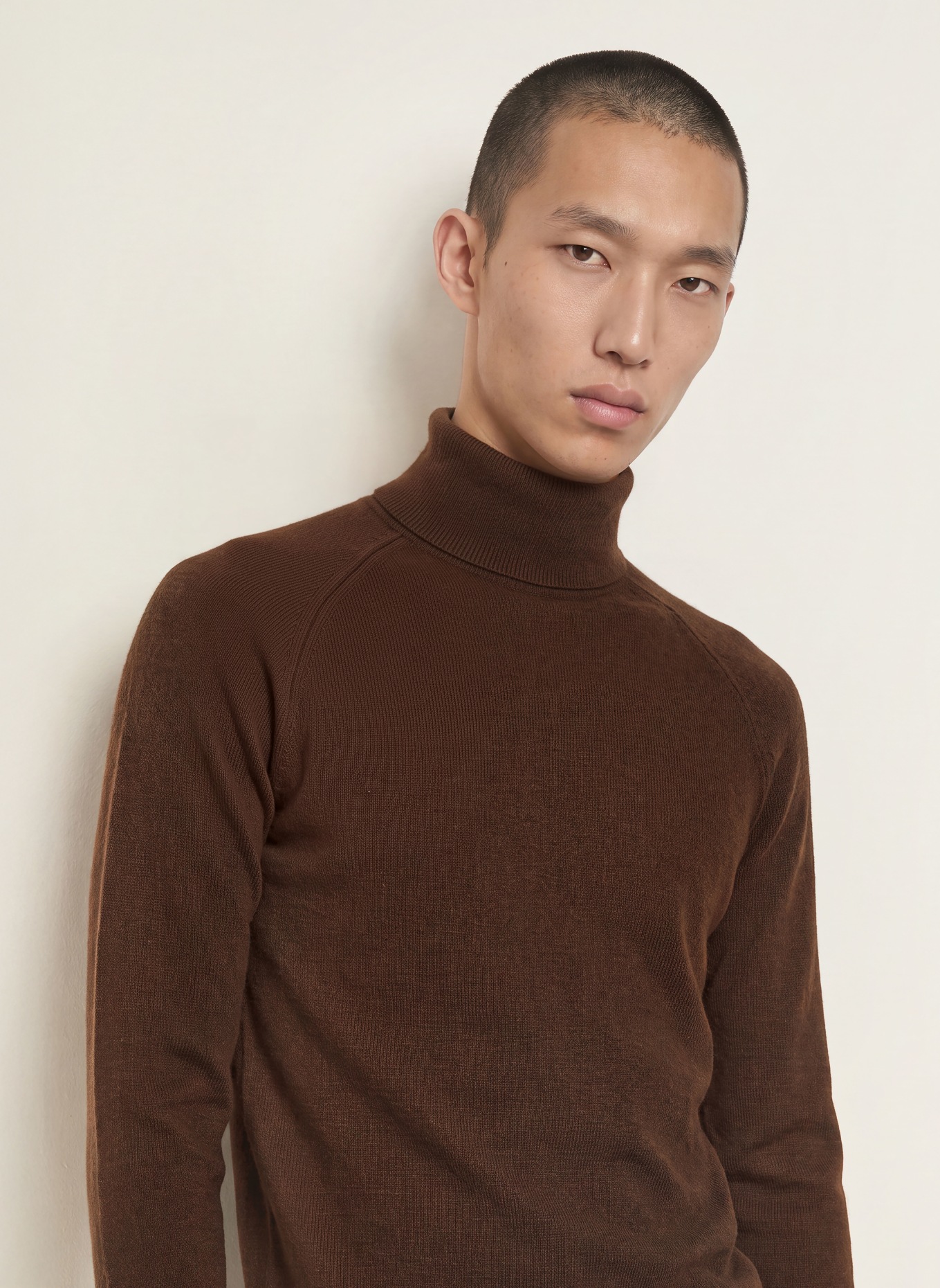 PAUL Cashmere turtleneck sweater: DARK BROWN