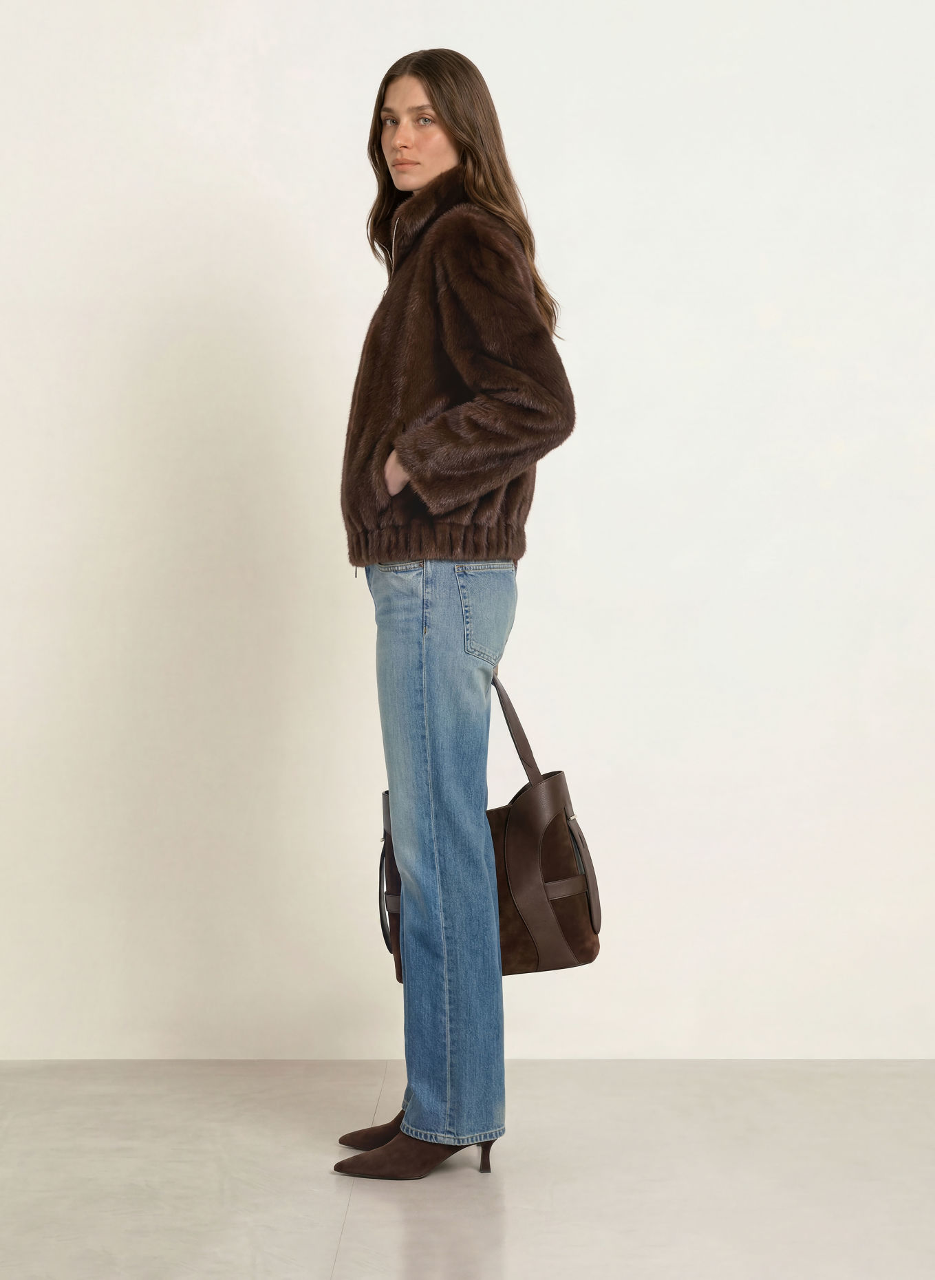 lilienfels Jas van imitatiebont: MARRON FONCÉ