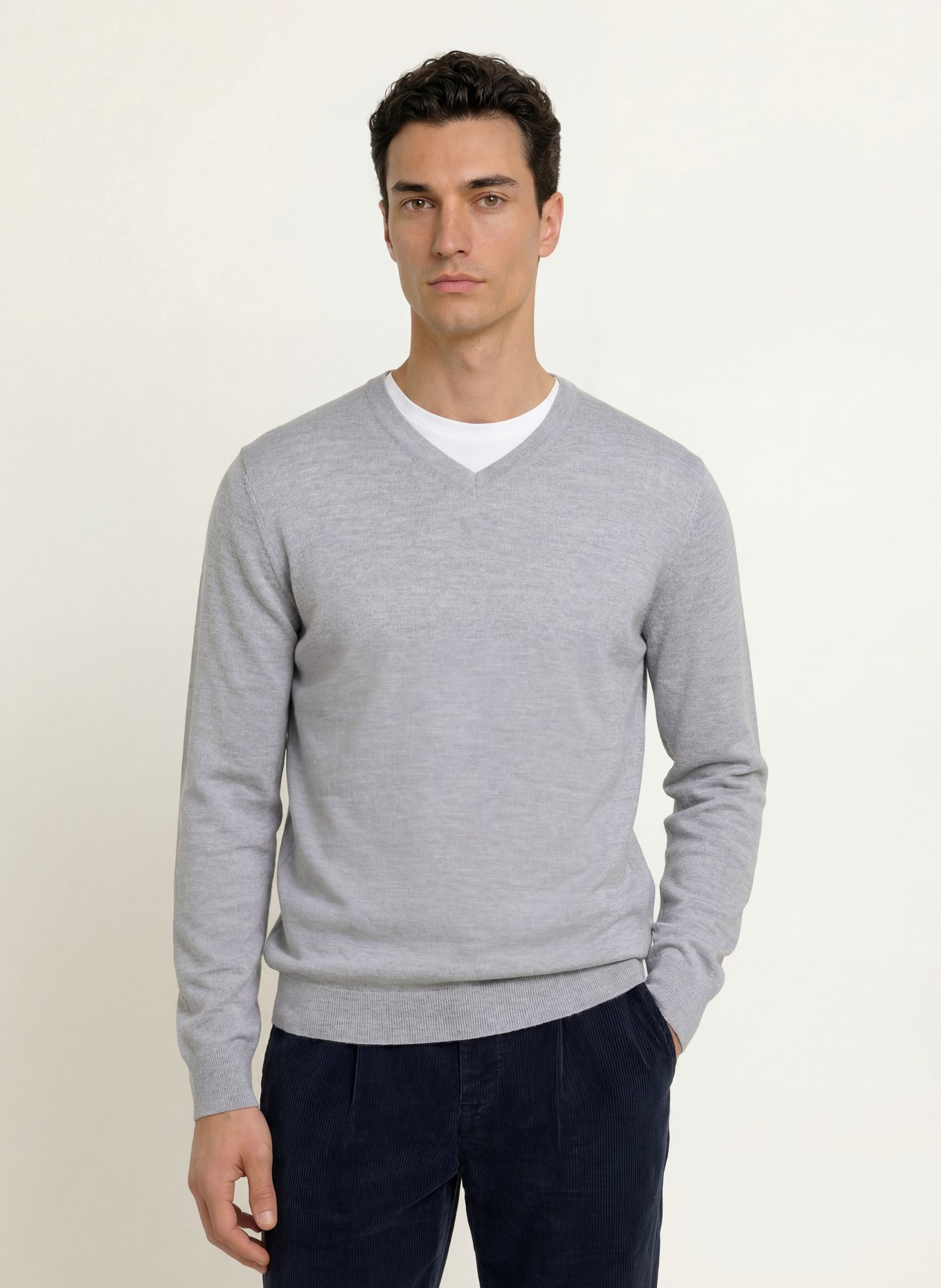 STROKESMAN'S Pullover aus Merinowolle: HELLGRAU