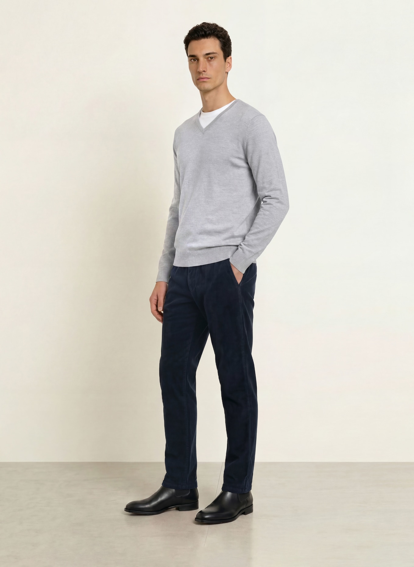 STROKESMAN'S Pullover aus Merinowolle: HELLGRAU