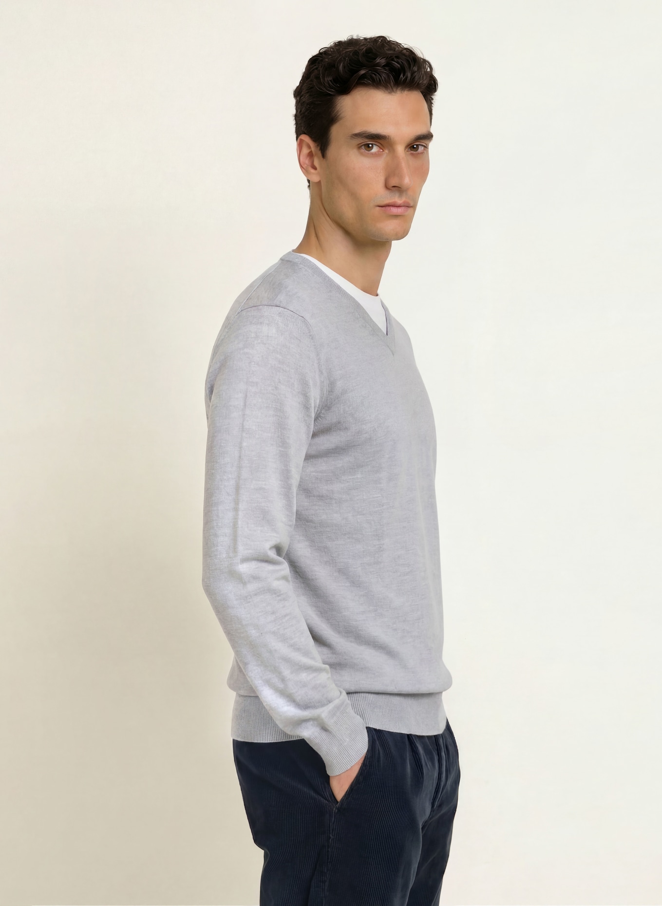 STROKESMAN'S Pullover aus Merinowolle: HELLGRAU
