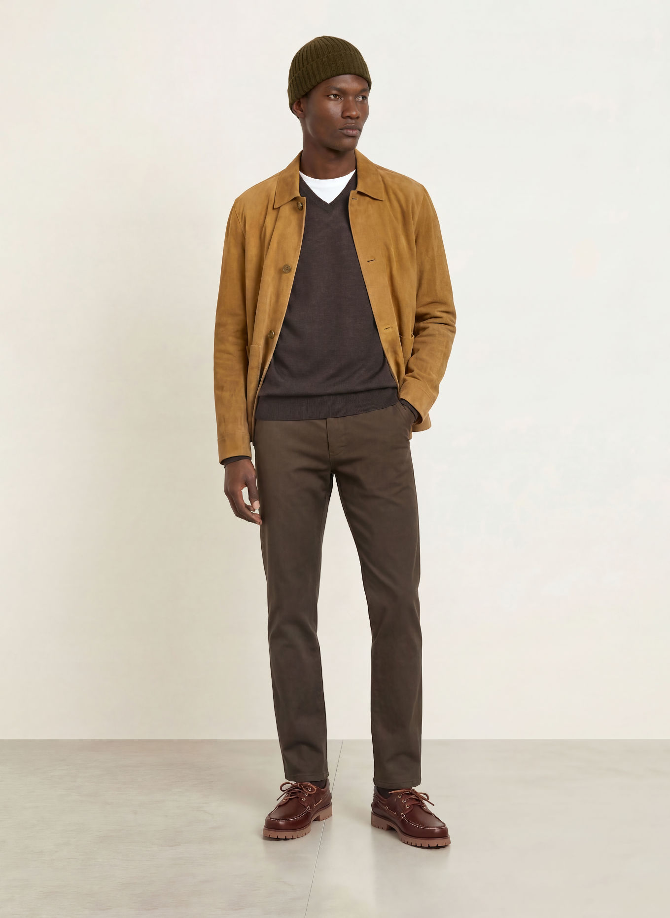 STROKESMAN'S Pull en laine mérinos: MARRON FONCÉ