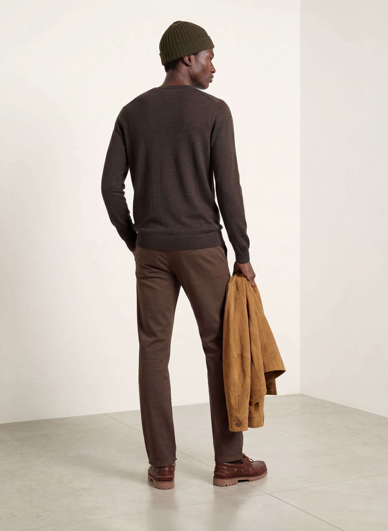 STROKESMAN'S Pull en laine mérinos: MARRON FONCÉ