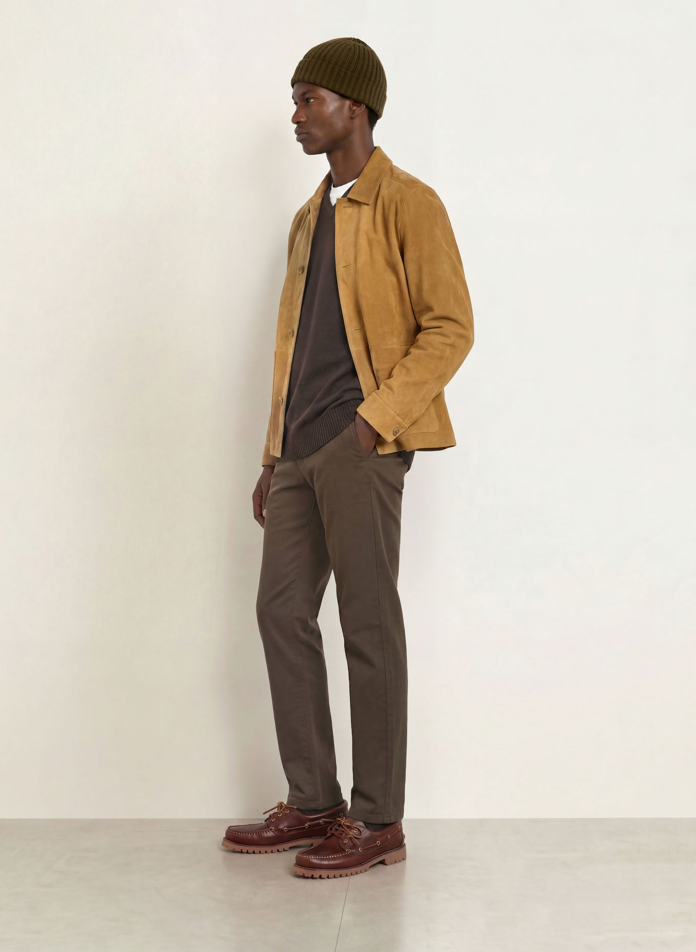 STROKESMAN'S Pull en laine mérinos: MARRON FONCÉ