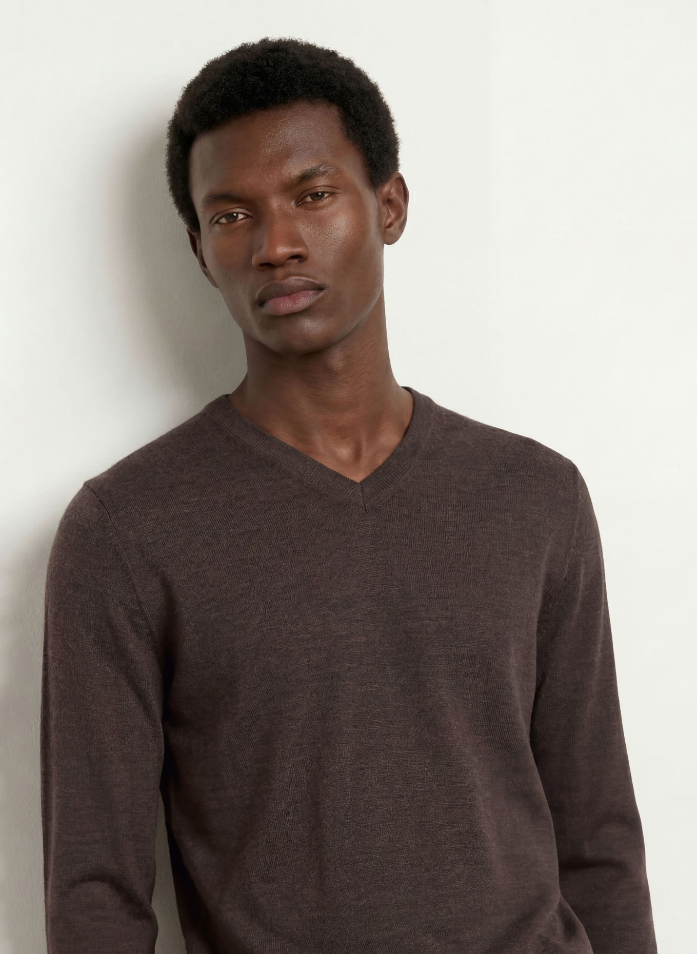 STROKESMAN'S Pull en laine mérinos: MARRON FONCÉ