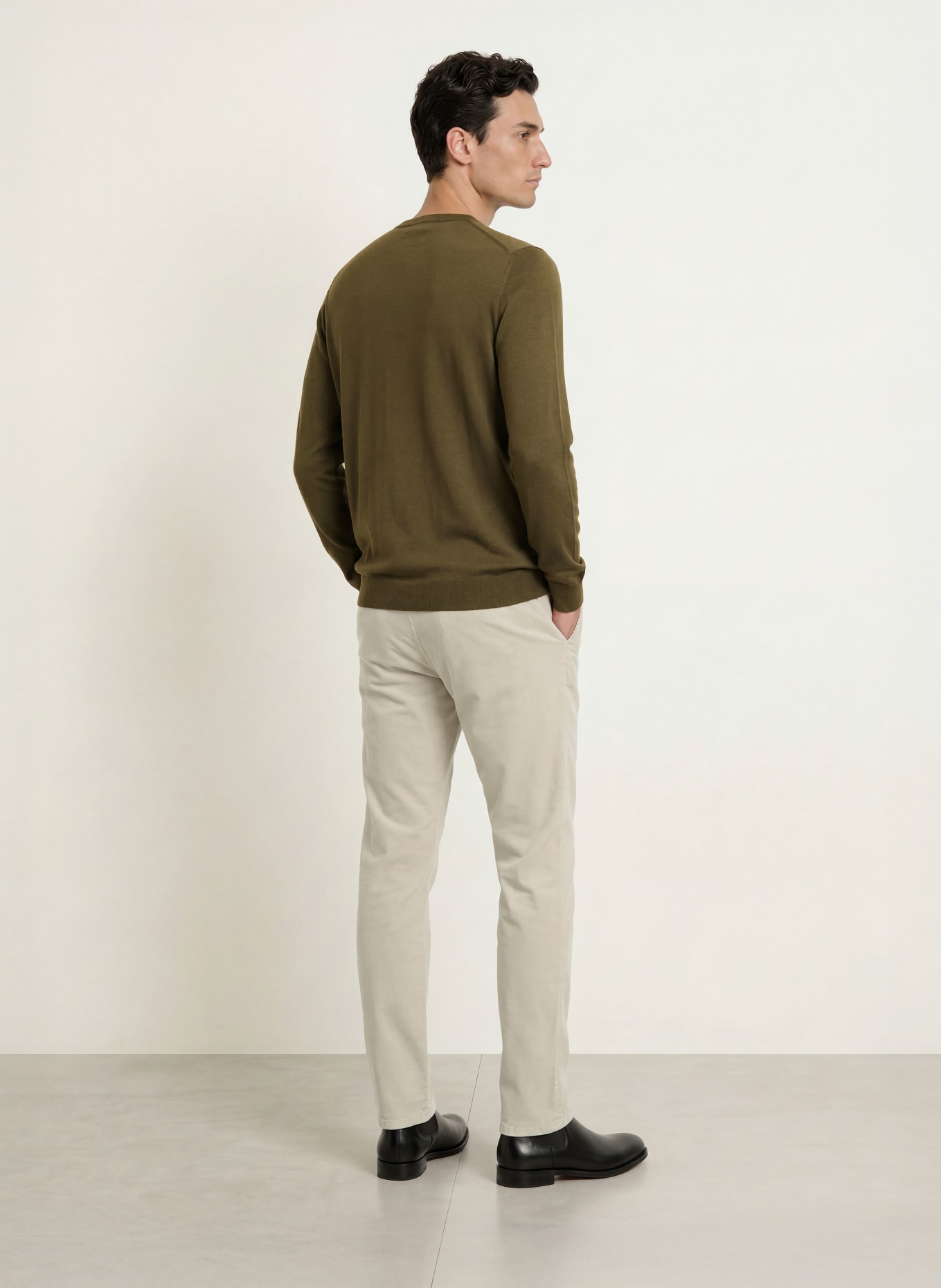 STROKESMAN'S Pullover aus Merinowolle: KHAKI