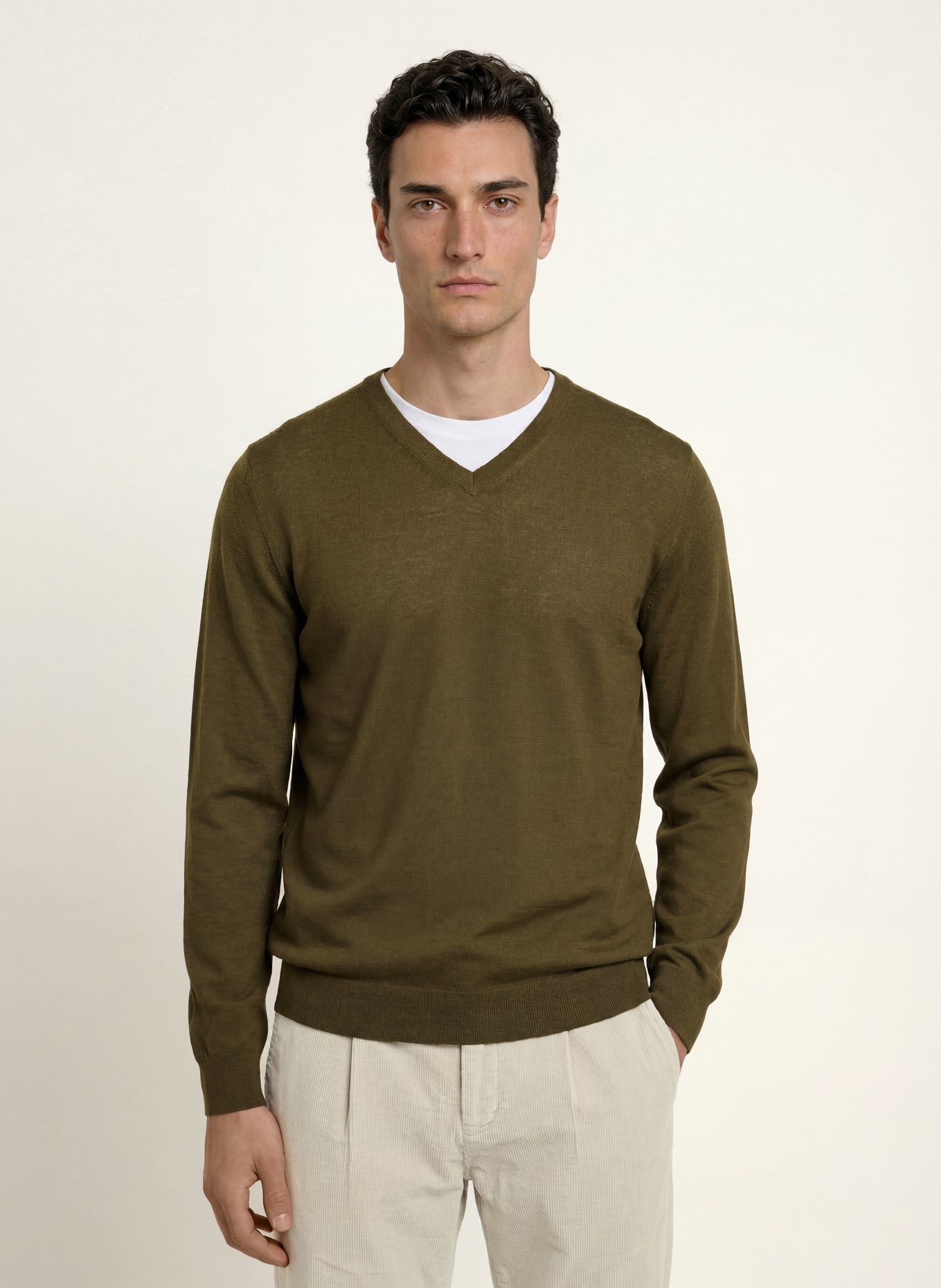 STROKESMAN'S Pullover aus Merinowolle: KHAKI