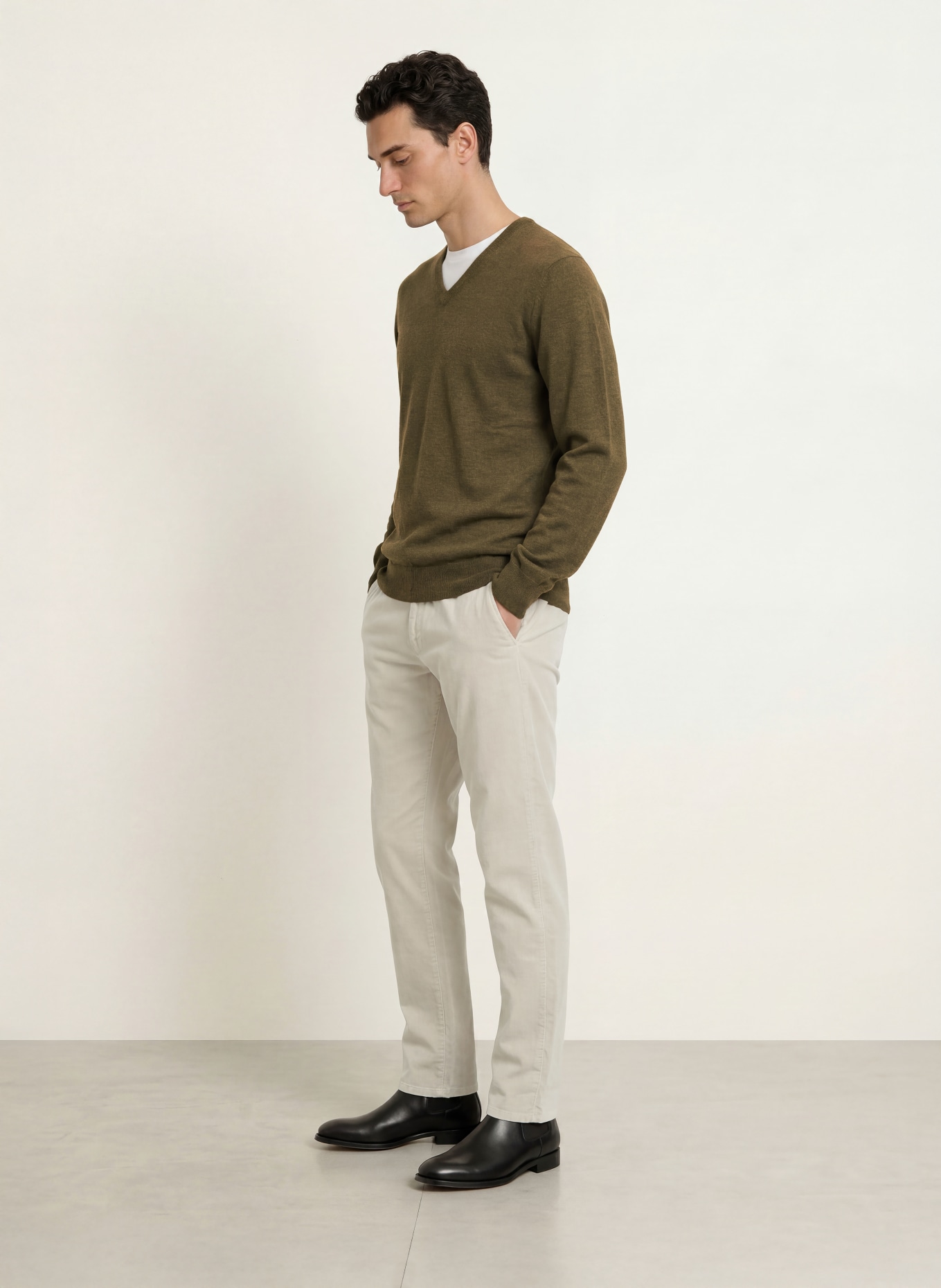 STROKESMAN'S Pullover aus Merinowolle: KHAKI