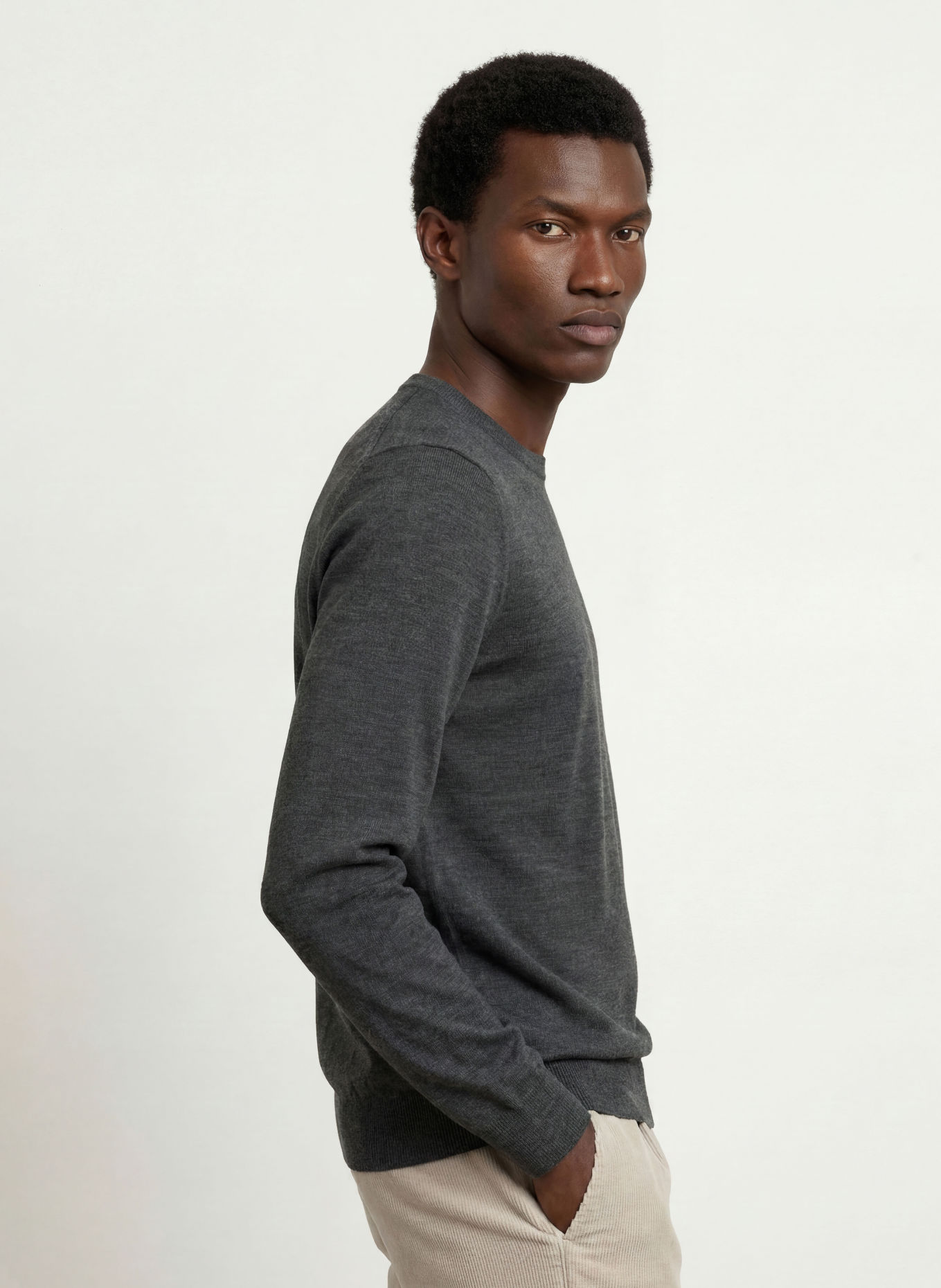 STROKESMAN'S Pullover aus Merinowolle: DUNKELGRAU