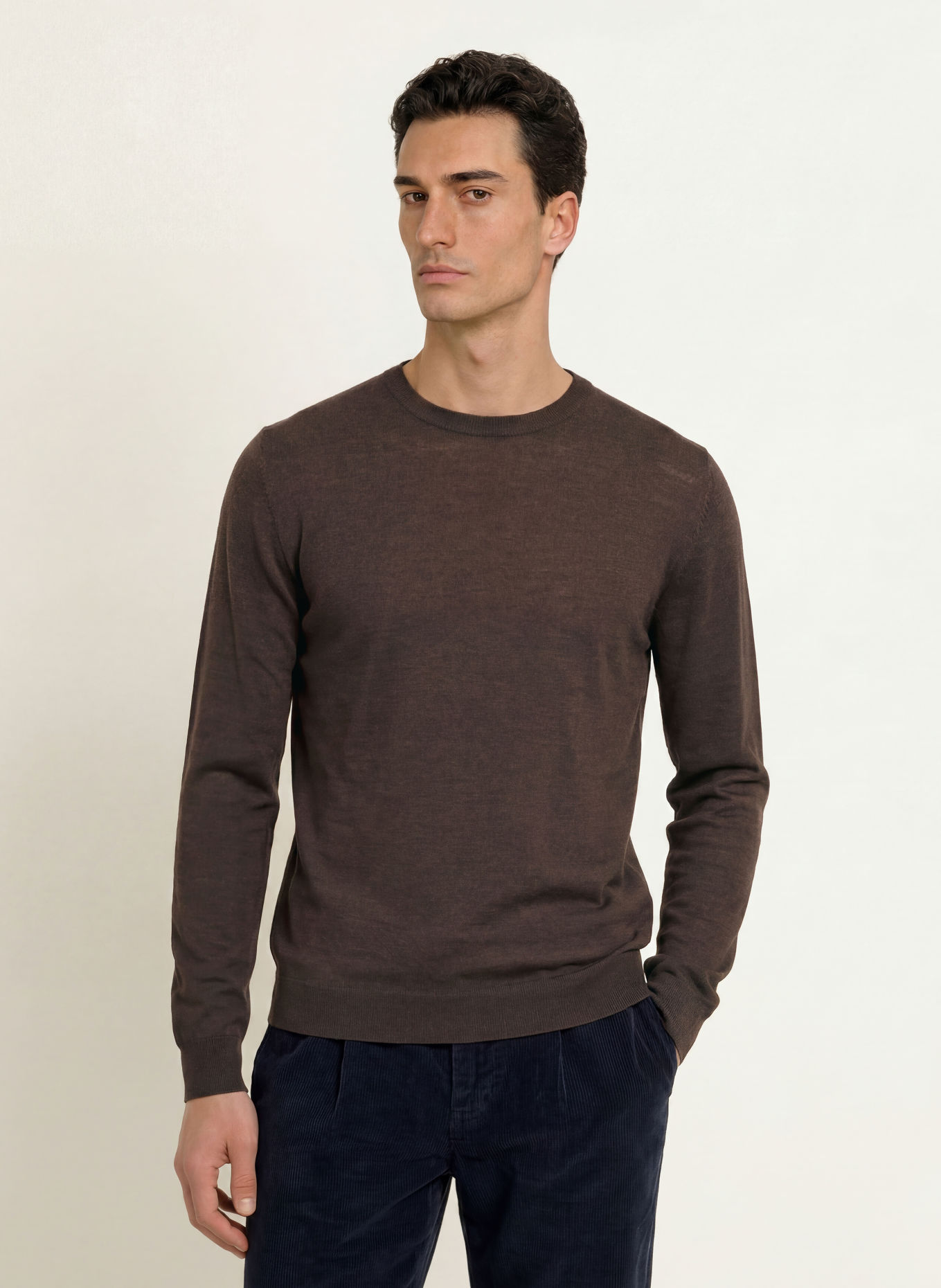 STROKESMAN'S Pullover aus Merinowolle: DUNKELBRAUN