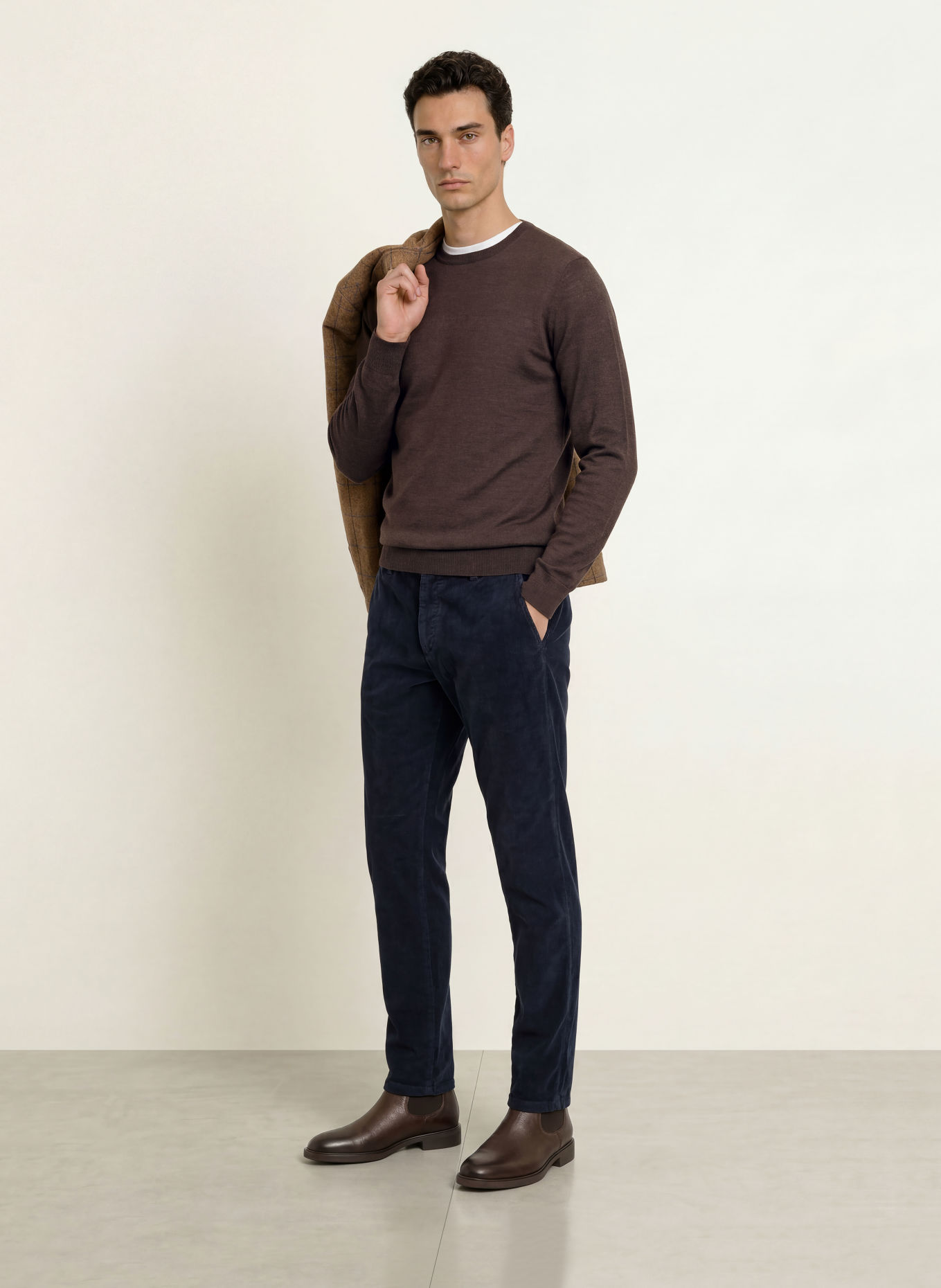 STROKESMAN'S Pullover aus Merinowolle: DUNKELBRAUN