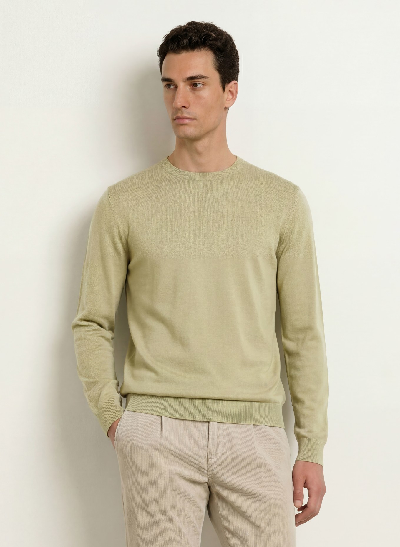 STROKESMAN'S Pullover aus Merinowolle: HELLGRÜN