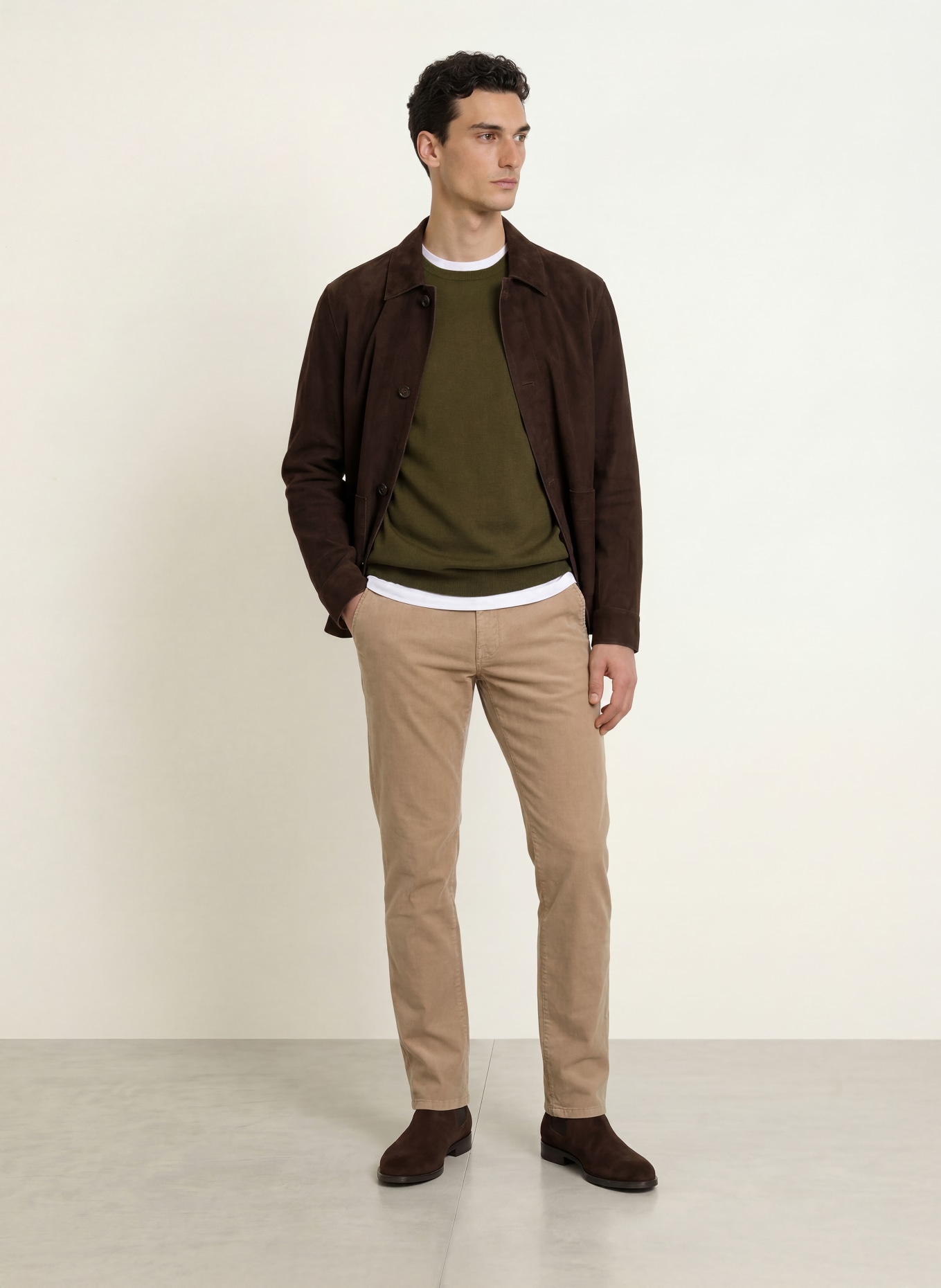 STROKESMAN'S Pullover aus Merinowolle: KHAKI