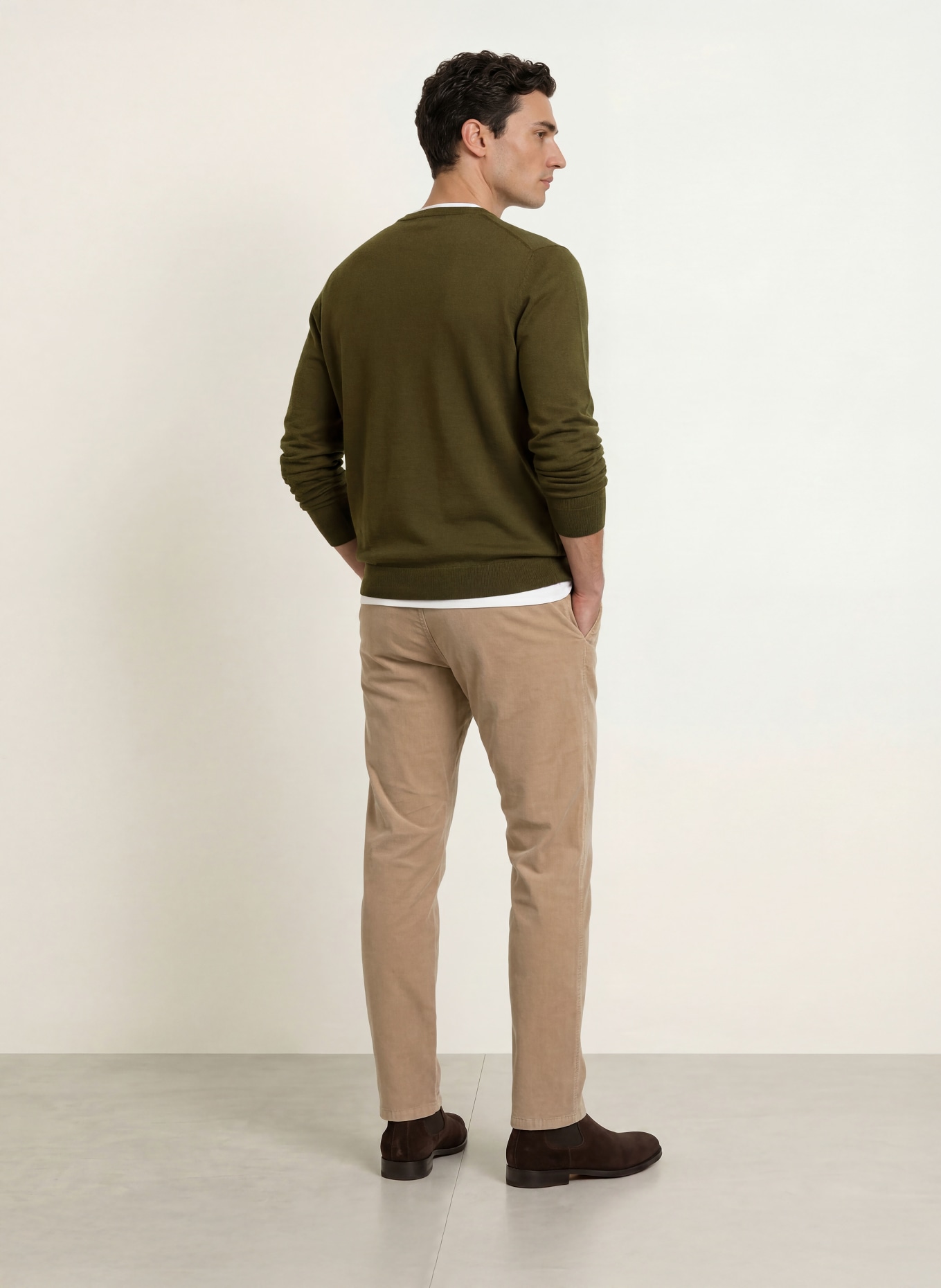 STROKESMAN'S Pullover aus Merinowolle: KHAKI
