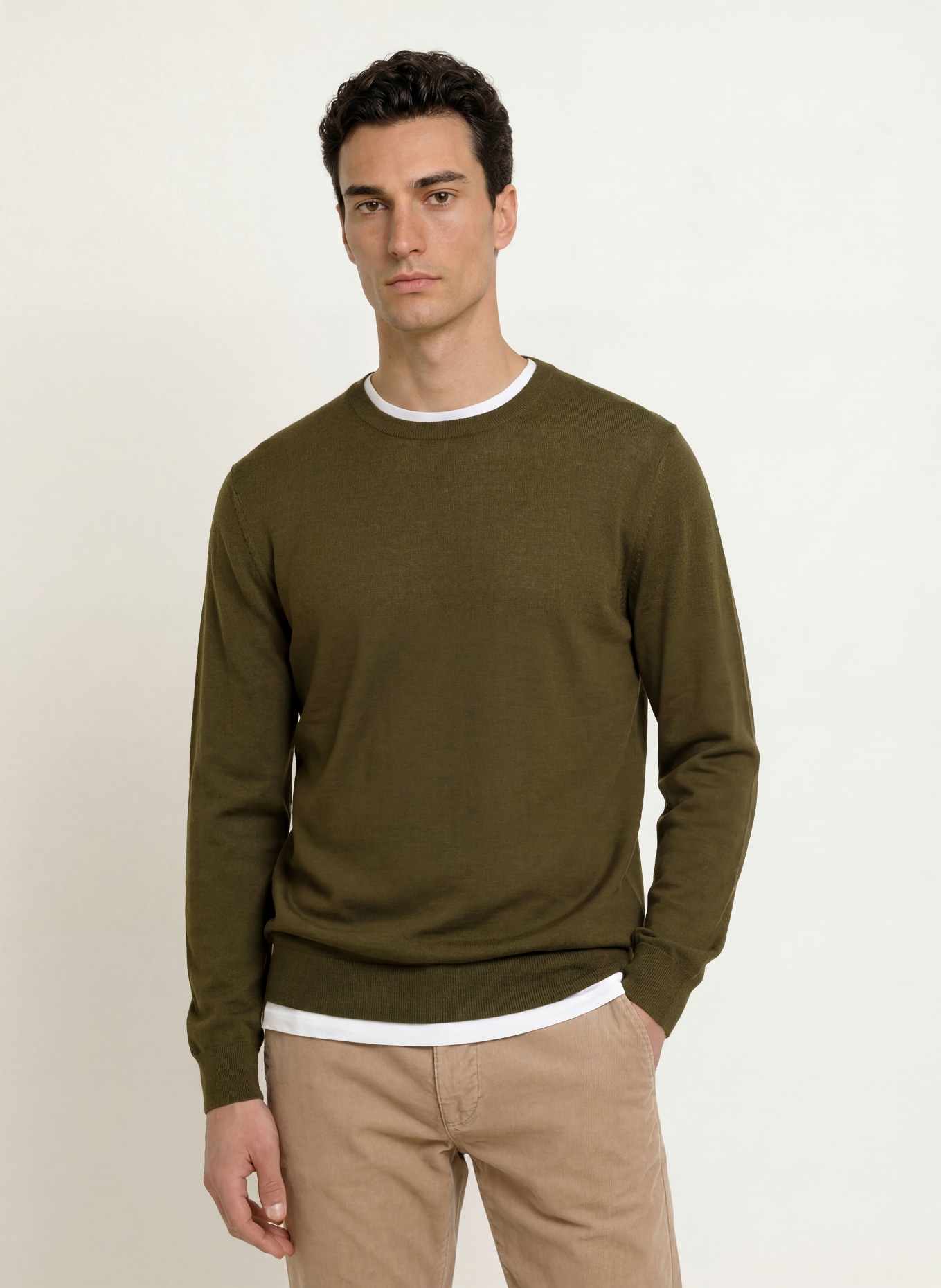 STROKESMAN'S Pullover aus Merinowolle: KHAKI