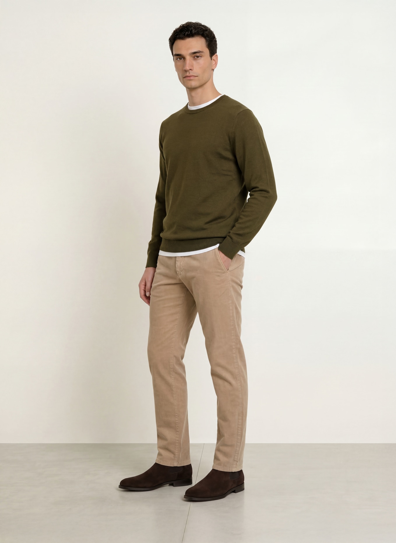 STROKESMAN'S Pullover aus Merinowolle: KHAKI