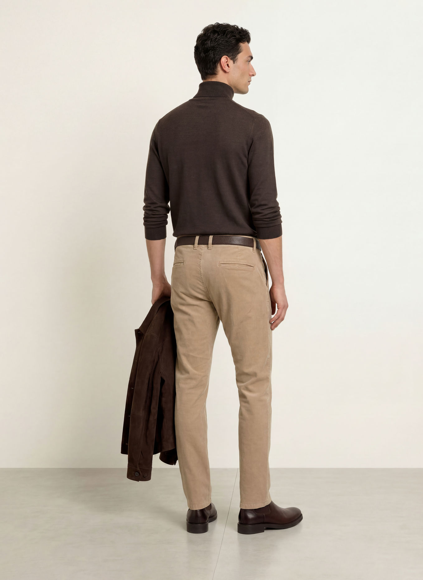 STROKESMAN'S Merino wool turtleneck sweater: DARK BROWN