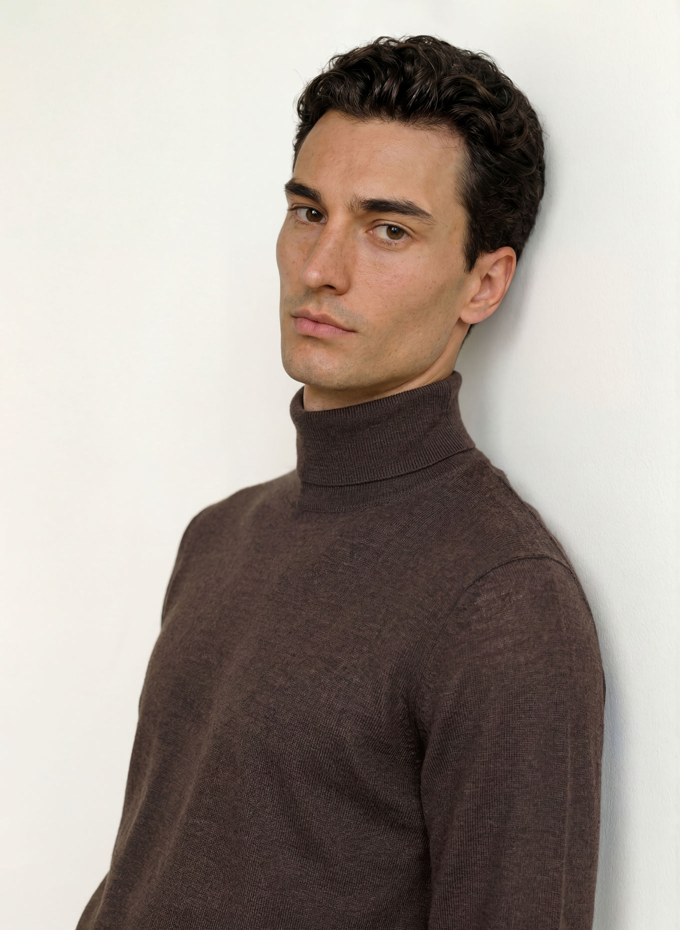 STROKESMAN'S Merino wool turtleneck sweater: DARK BROWN
