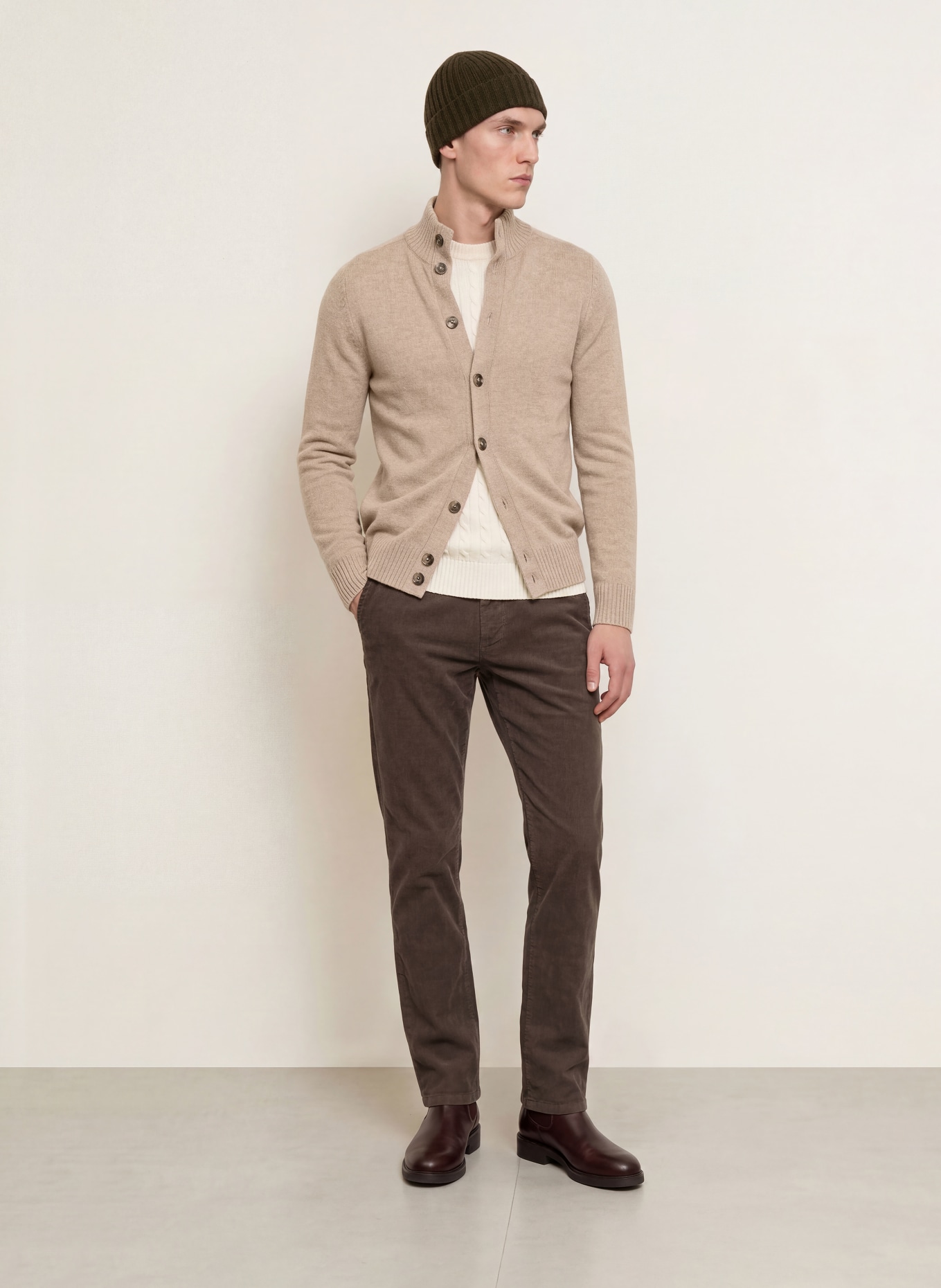 STROKESMAN'S Cashmere cardigan: BEIGE
