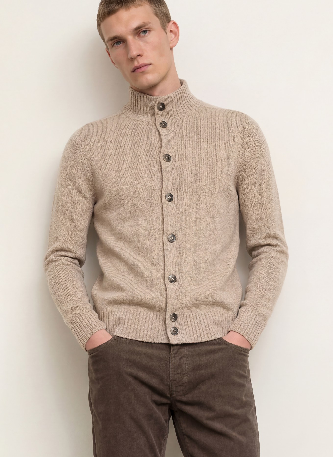 STROKESMAN'S Cashmere cardigan: BEIGE