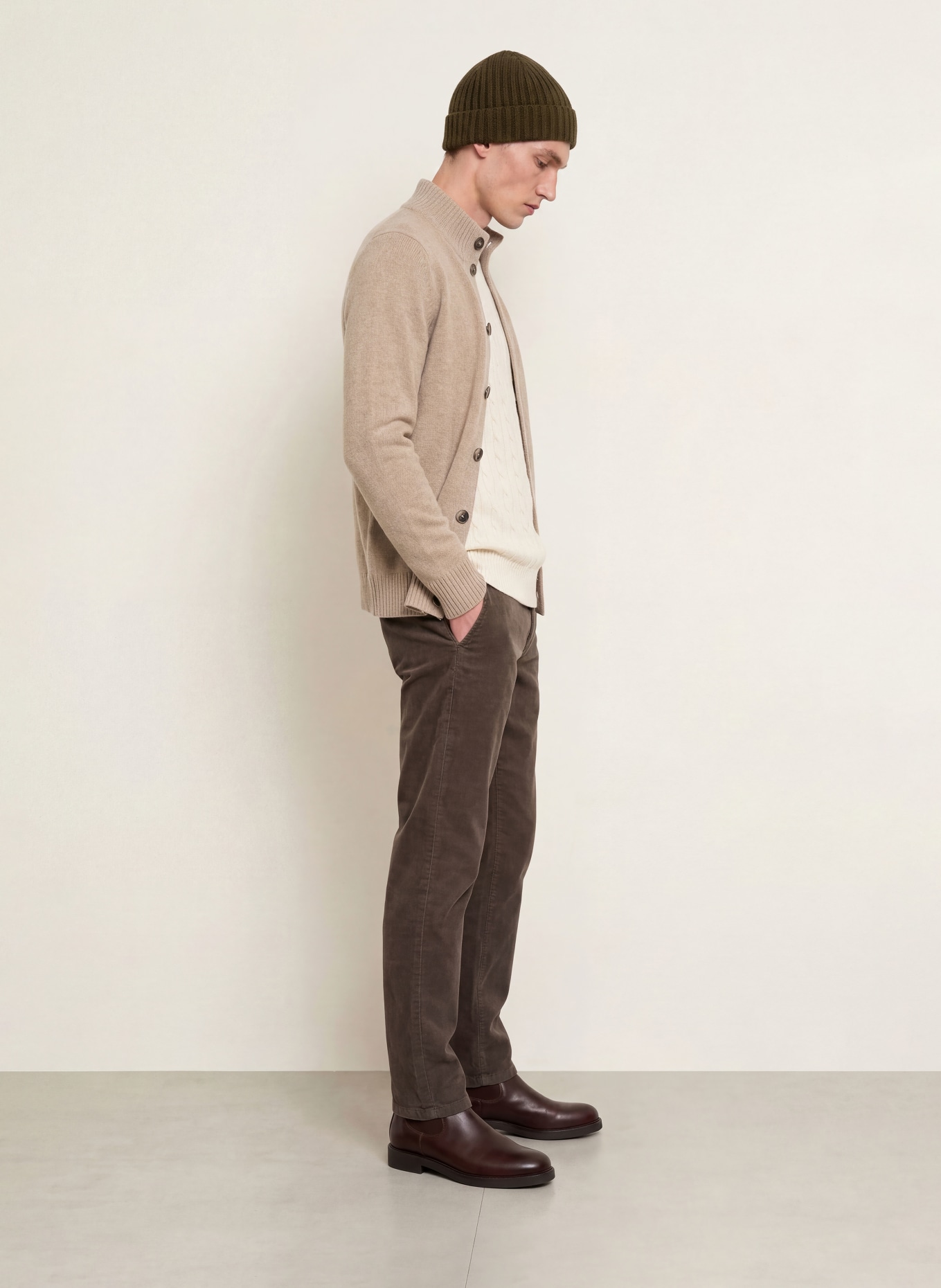 STROKESMAN'S Cashmere cardigan: BEIGE