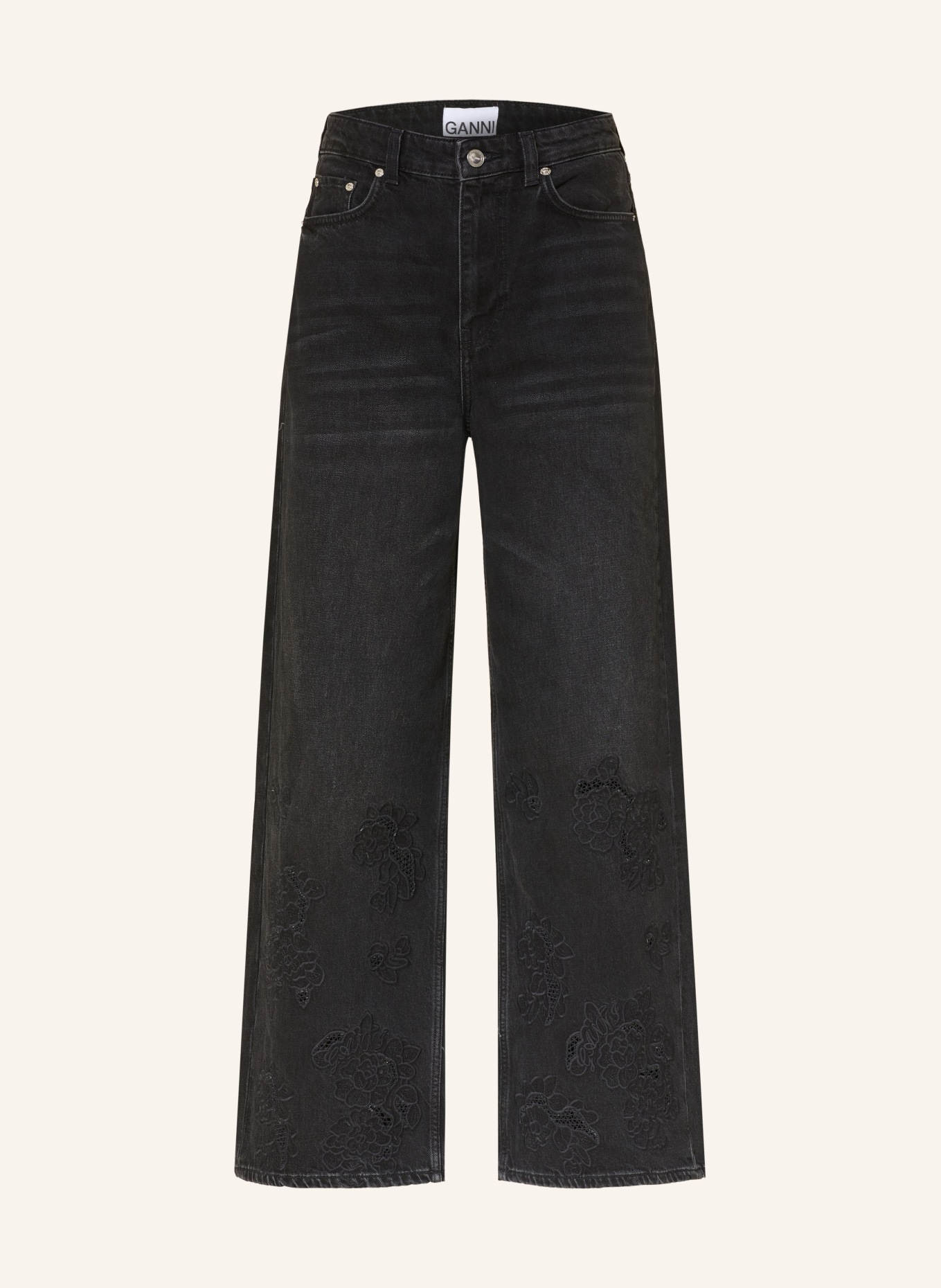 GANNI Jeans med brede ben LARI: 055 BLACK WASHED