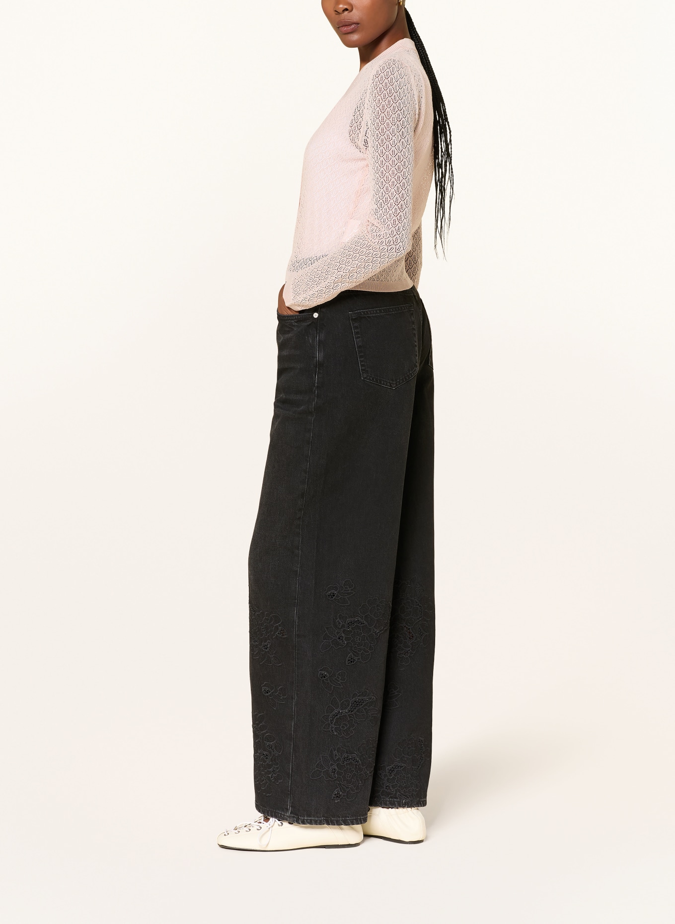 GANNI Jeans med brede ben LARI: 055 BLACK WASHED