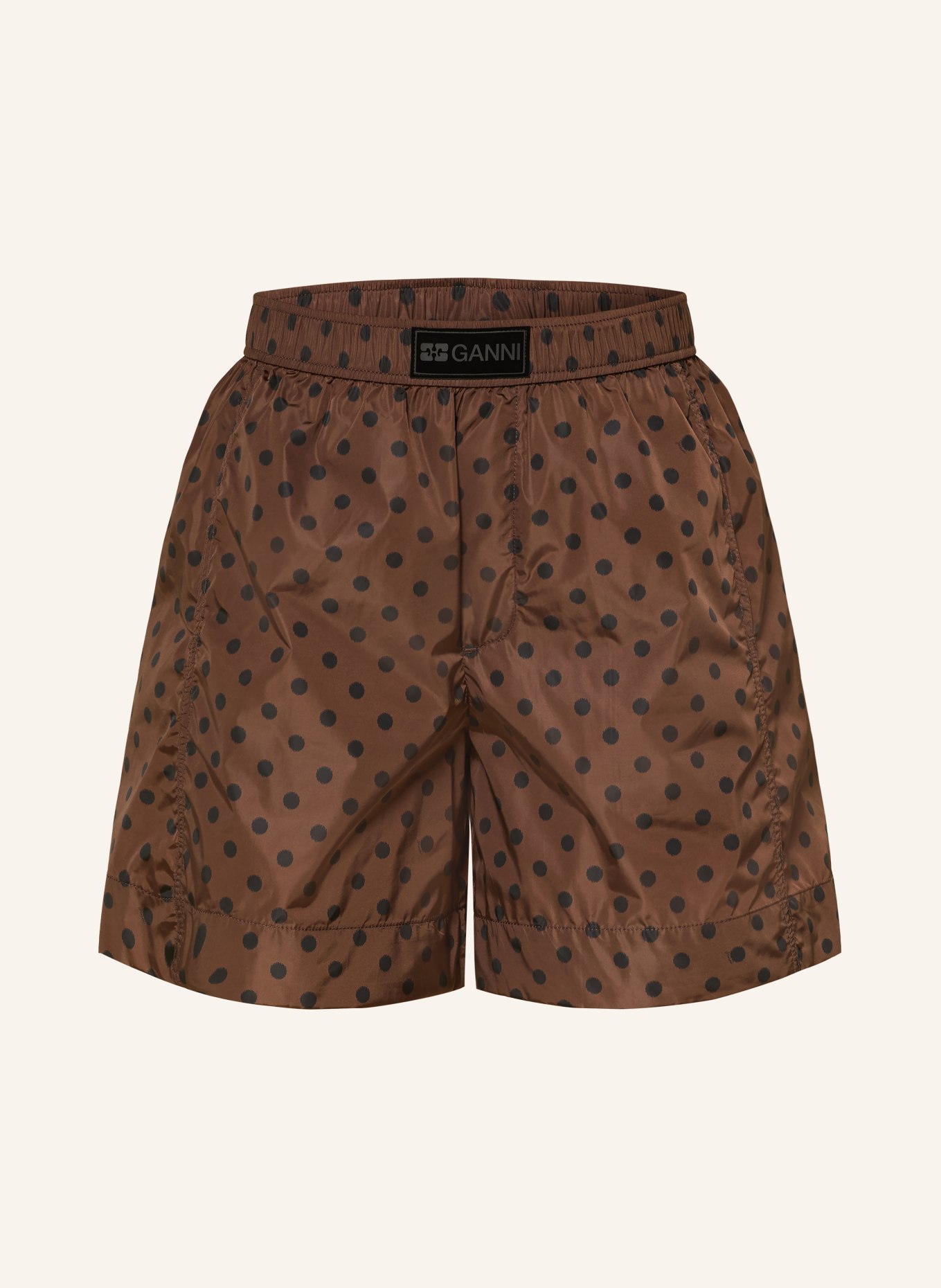 GANNI Shorts: DARK BROWN / BLACK