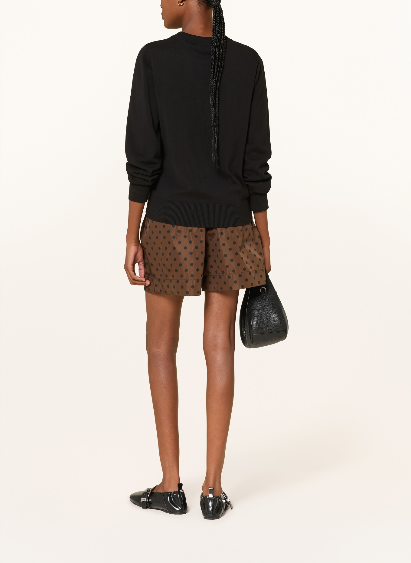 GANNI Shorts: DARK BROWN / BLACK