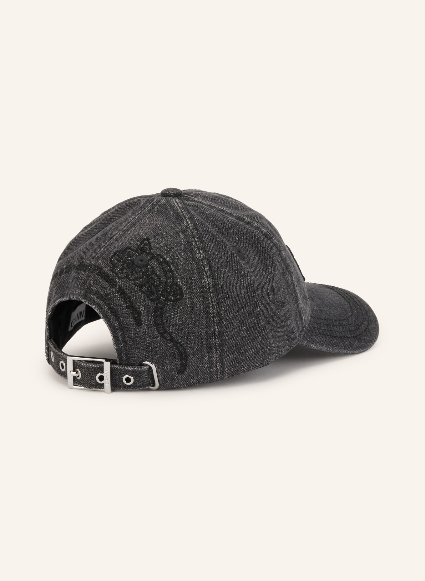 GANNI Jeans Cap: BLACK