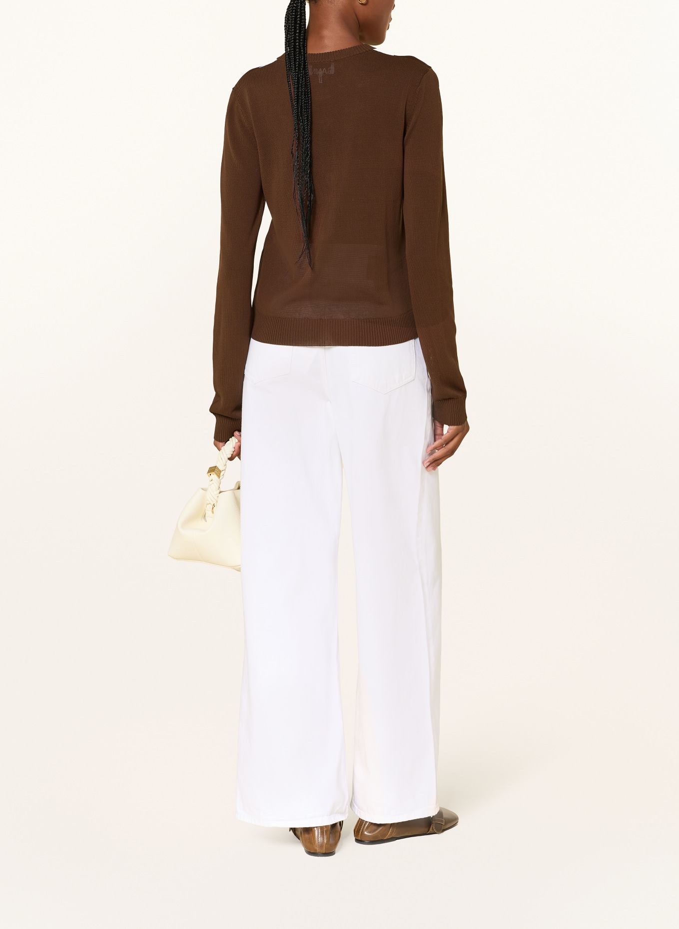 GANNI Cardigan: BROWN / PINK / LIGHT GREEN
