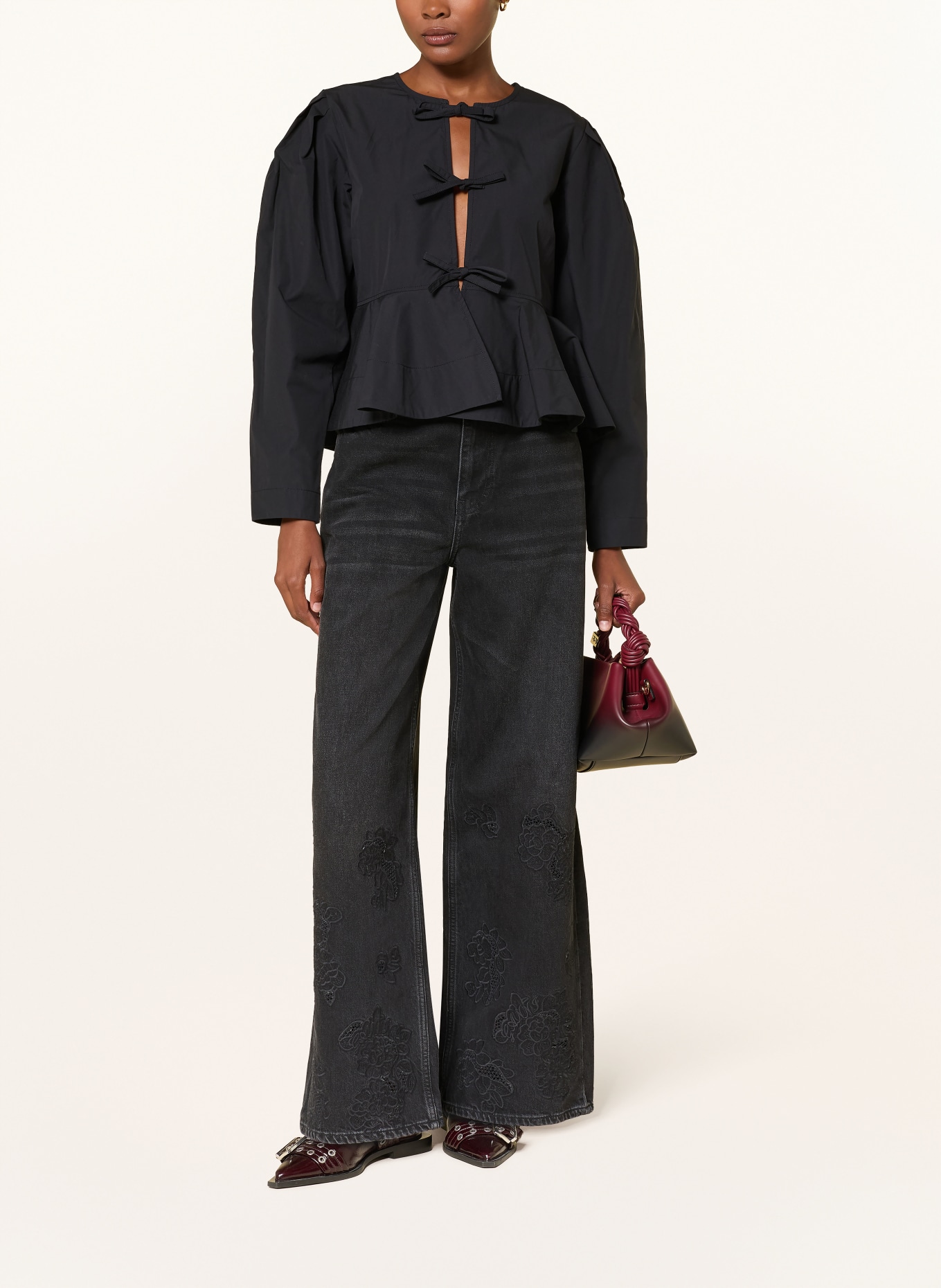 GANNI Blouse: BLACK