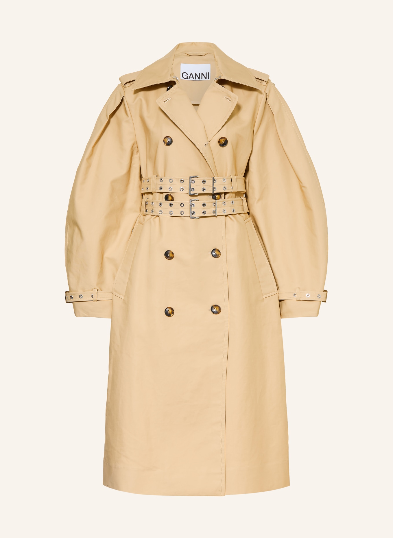 GANNI Trench cu nituri: CAMEL