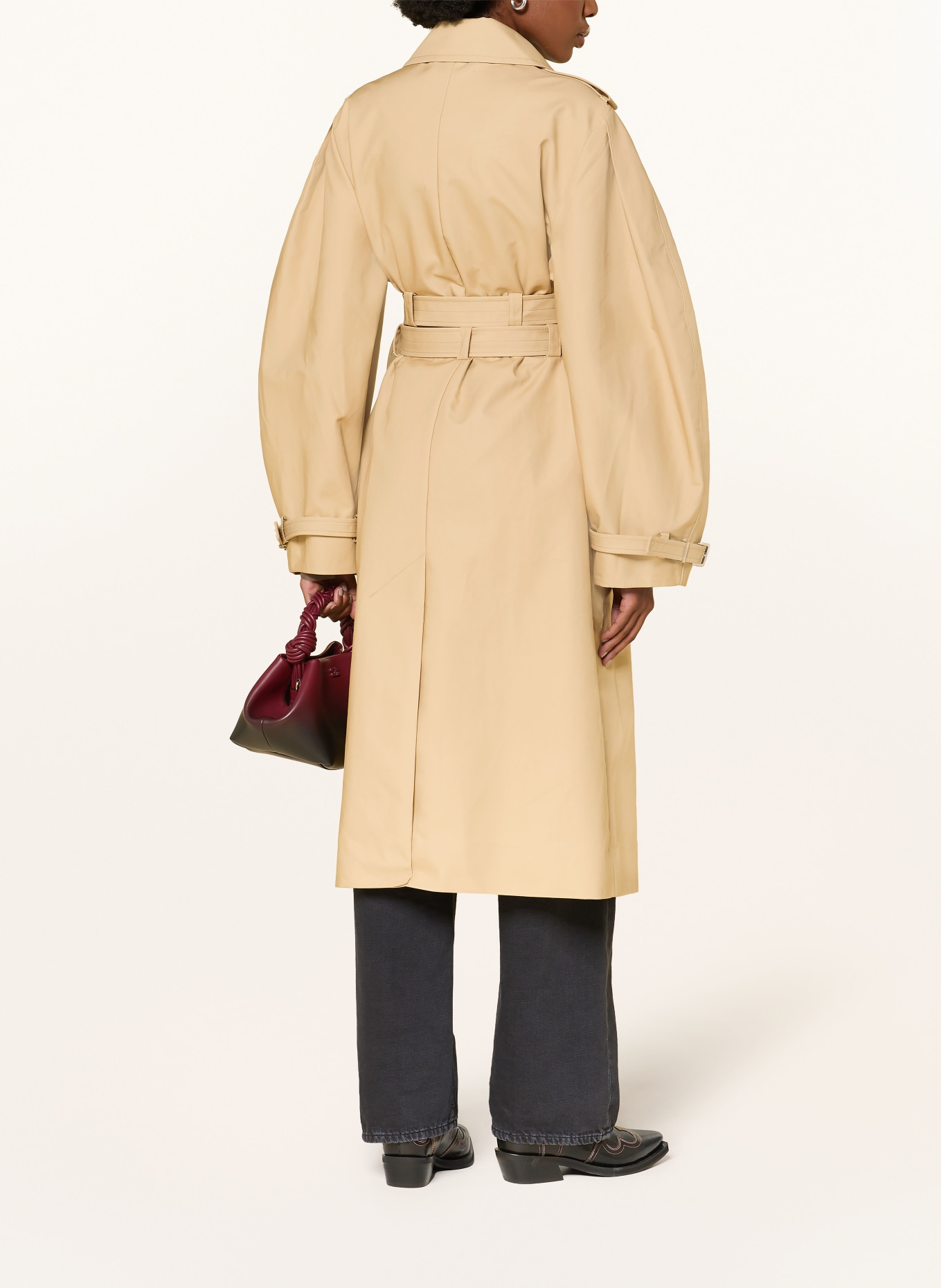 GANNI Trench cu nituri: CAMEL