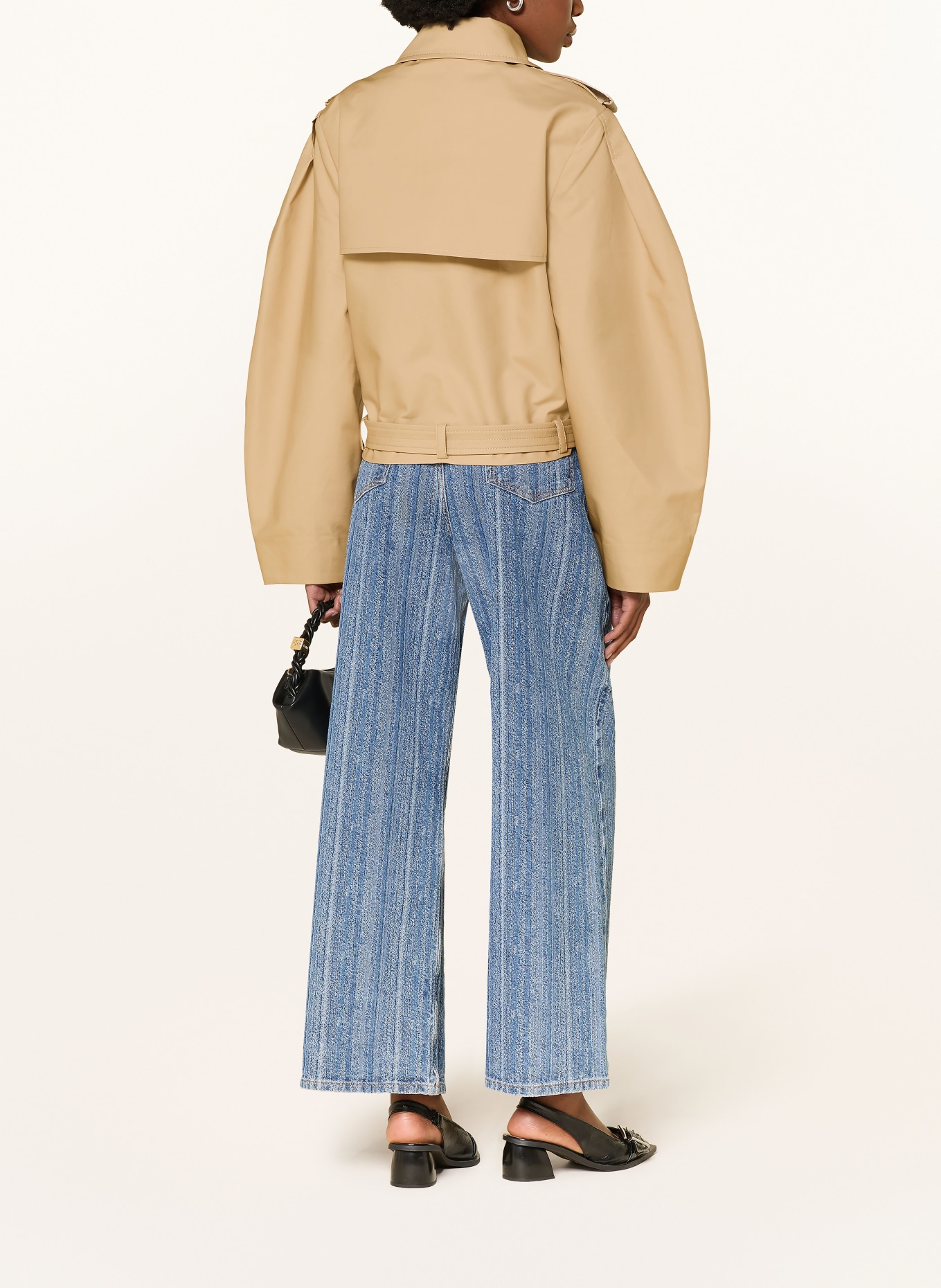 GANNI Jachetă trench cu nituri: CAMEL