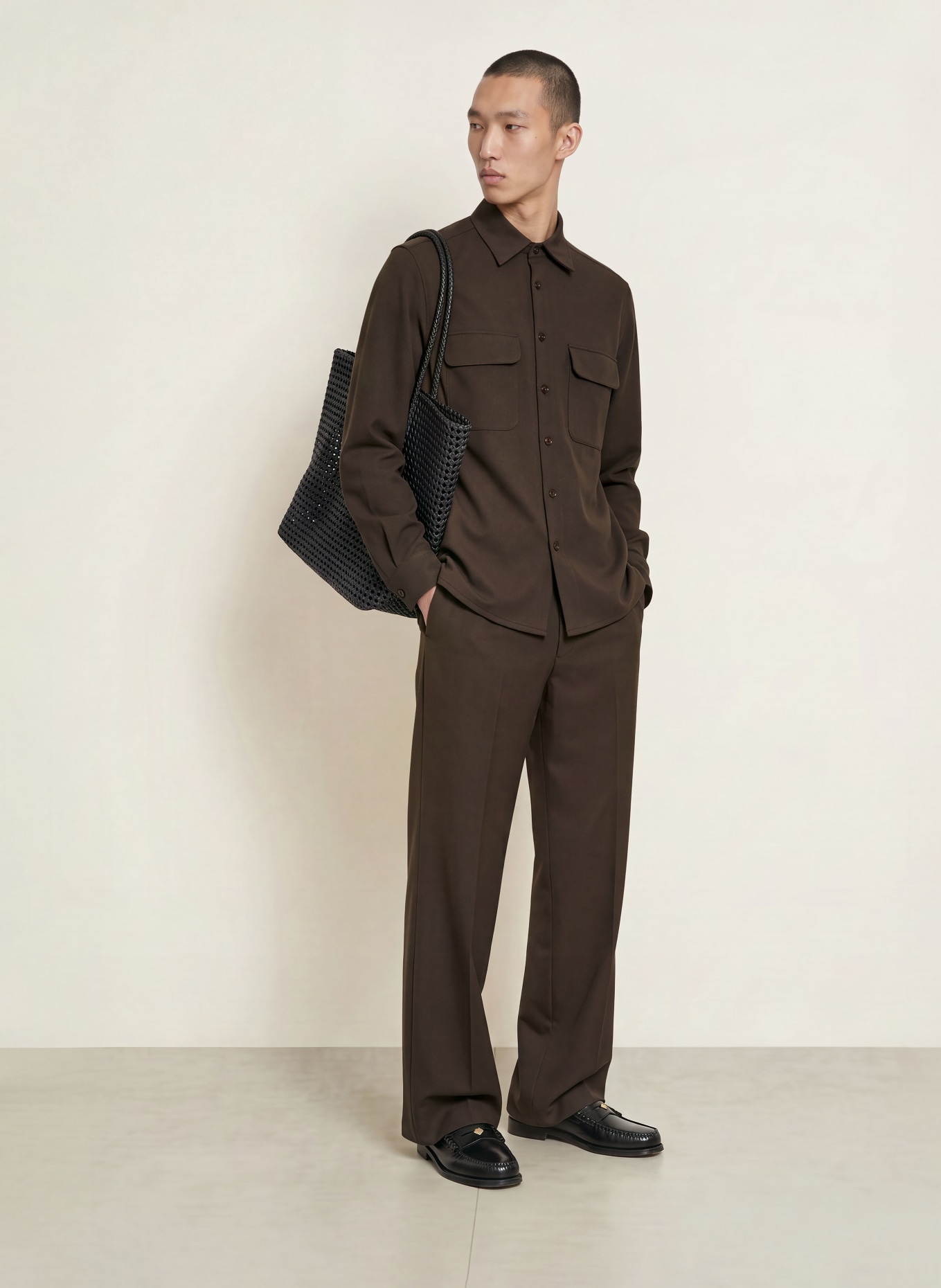 SANDRO Jersey-Overshirt: DUNKELBRAUN
