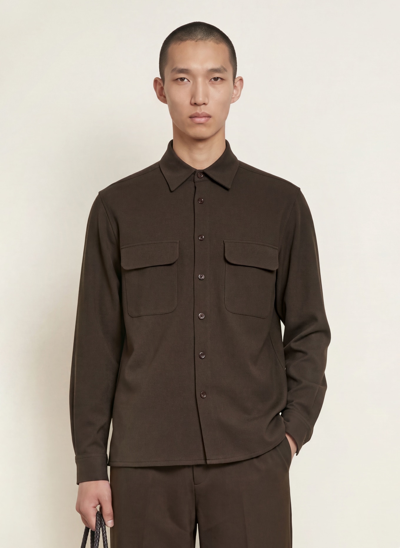 SANDRO Jersey-Overshirt: DUNKELBRAUN