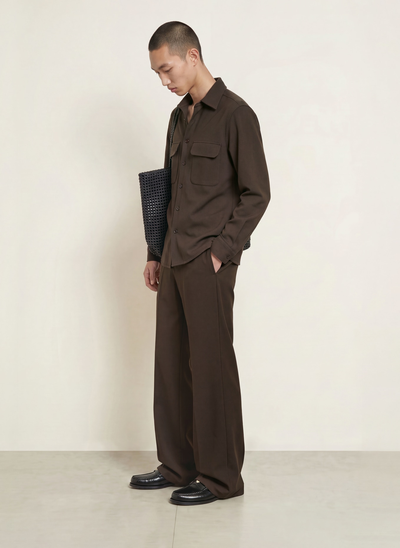 SANDRO Jersey-Overshirt: DUNKELBRAUN