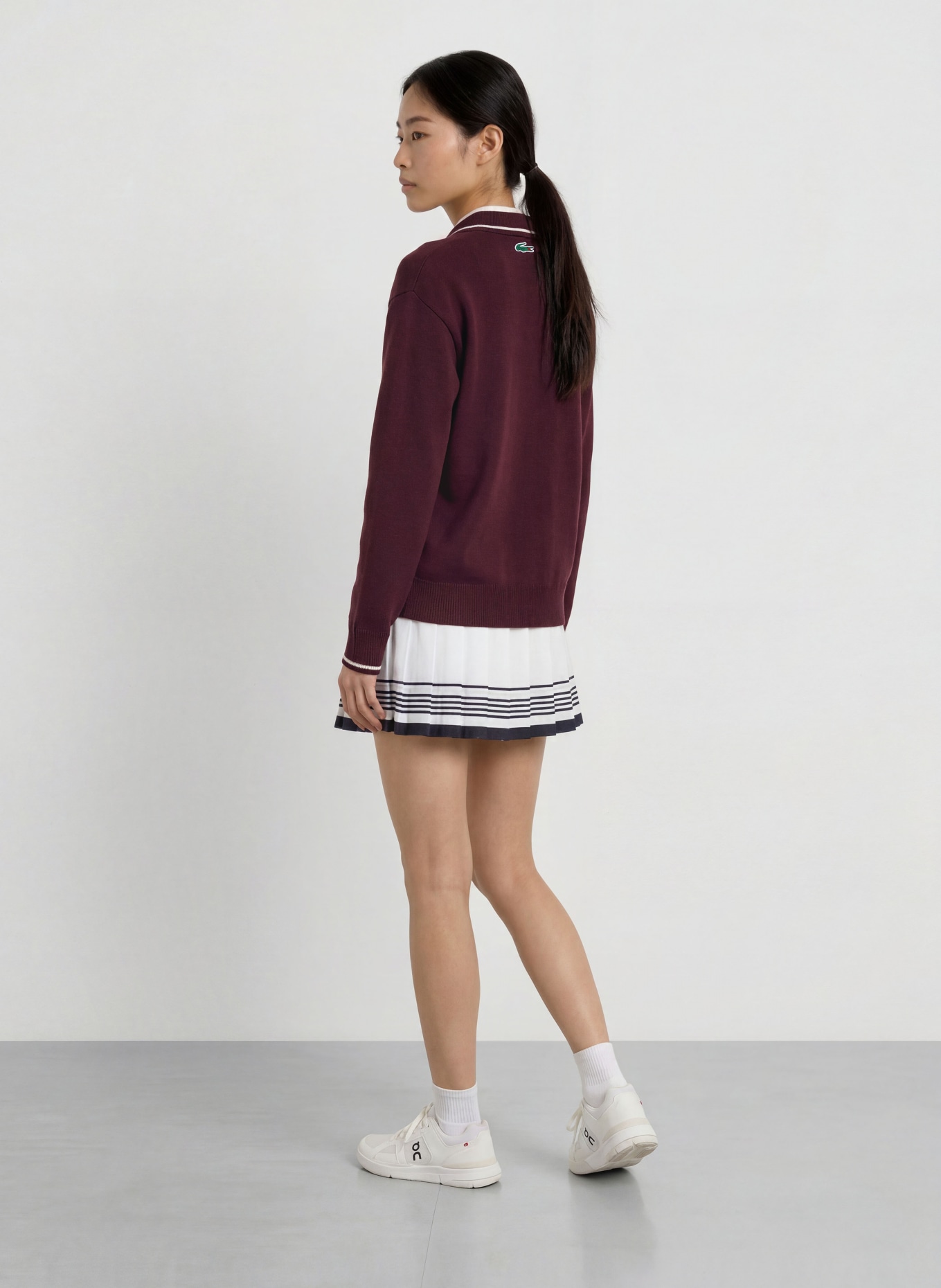 LACOSTE Strick-Poloshirt: DUNKELROT