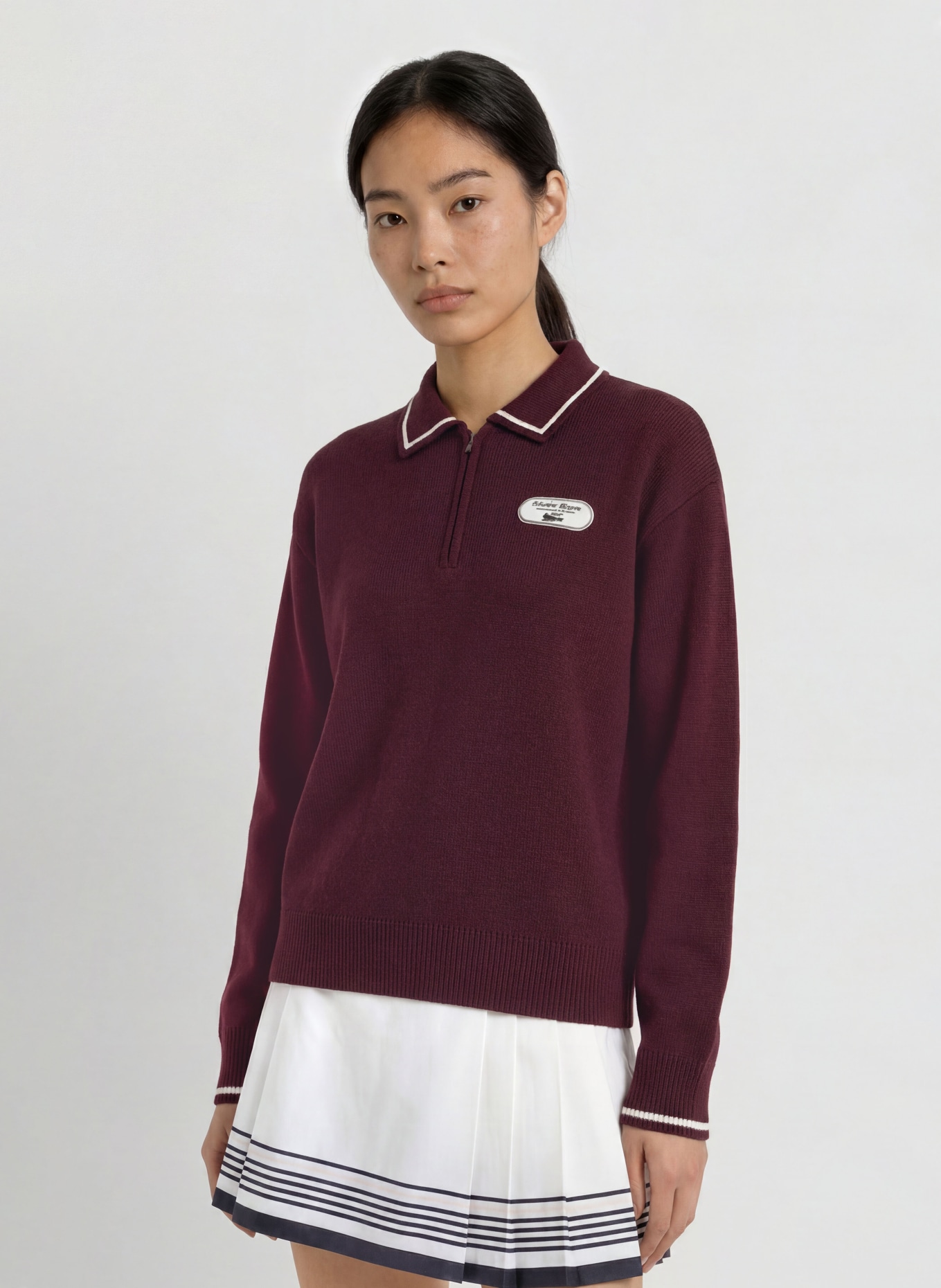 LACOSTE Strick-Poloshirt: DUNKELROT