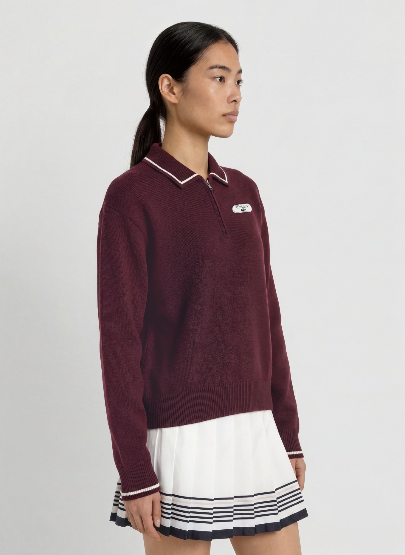 LACOSTE Strick-Poloshirt: DUNKELROT