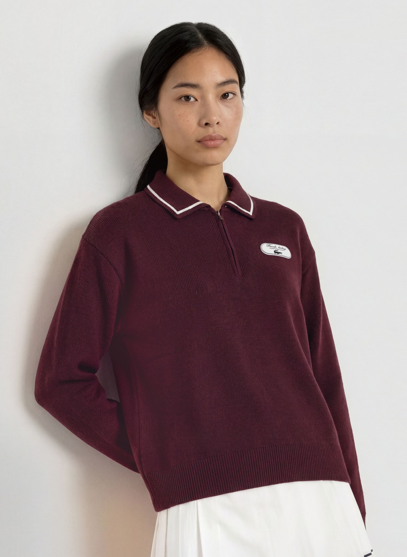 LACOSTE Strick-Poloshirt: DUNKELROT