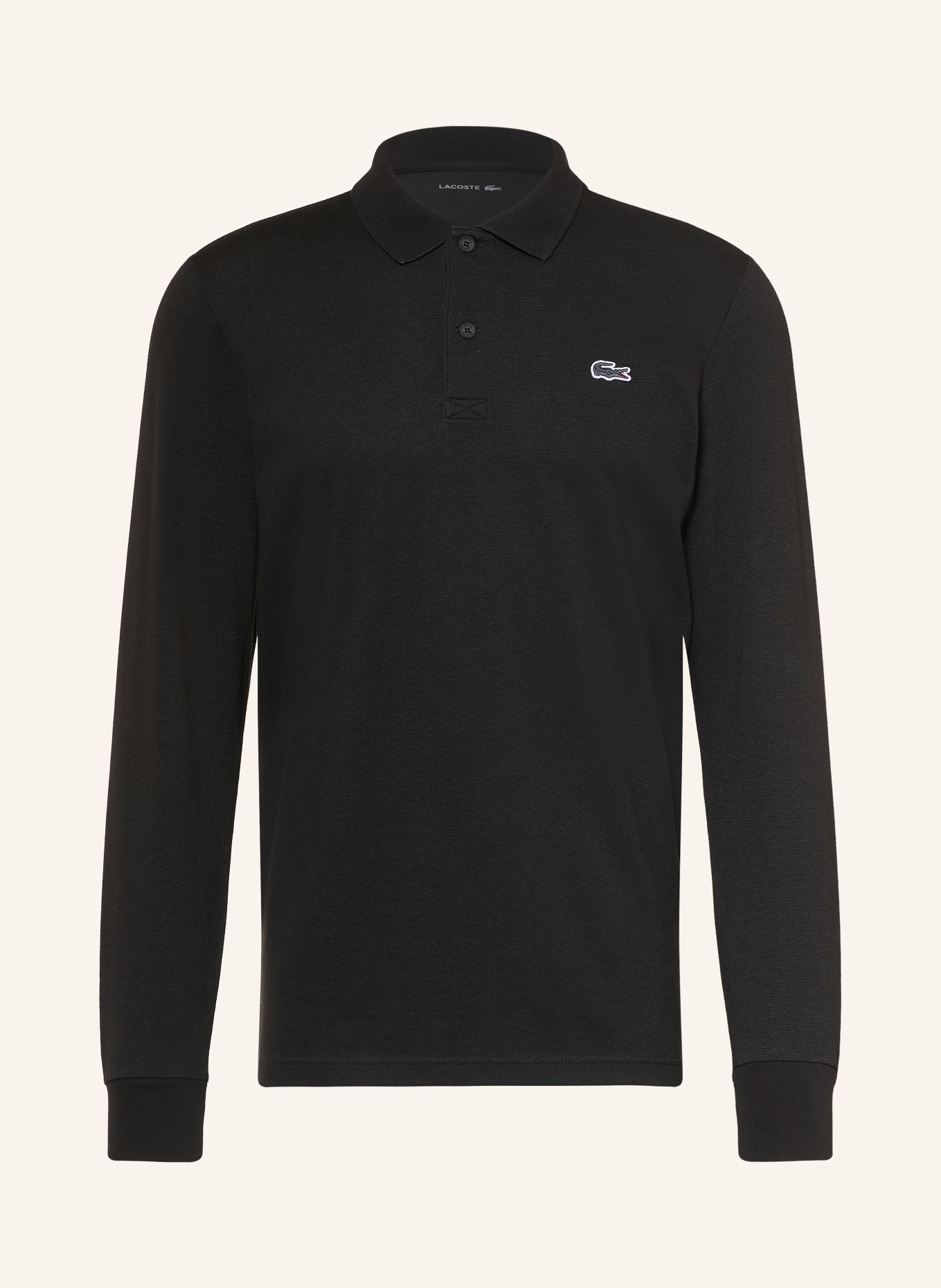 LACOSTE Stickad pikétröja: SVART