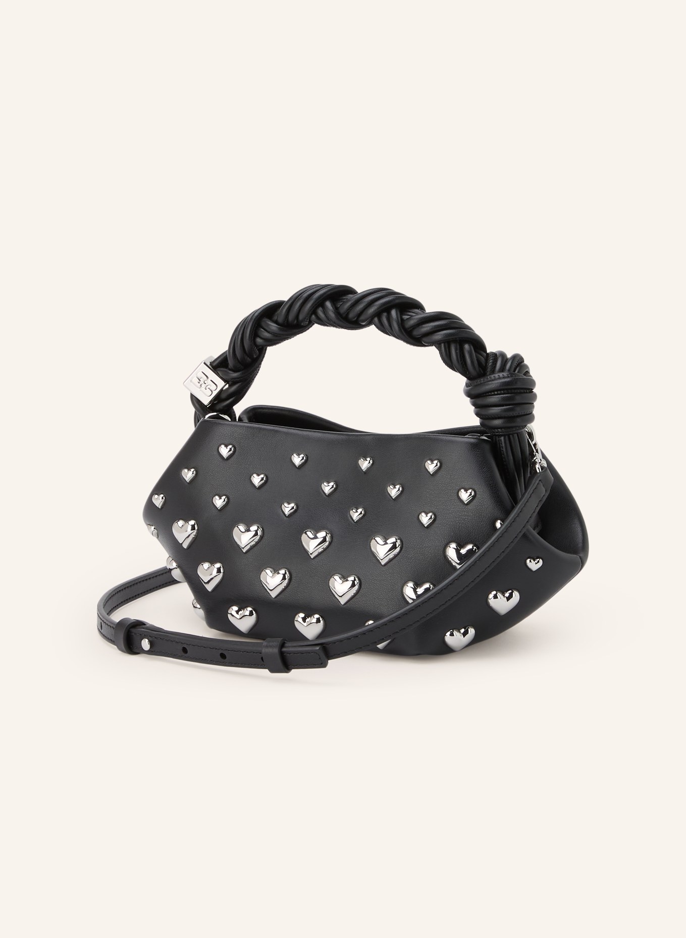 GANNI BOU MINI Handbag with Studs: BLACK / SILVER