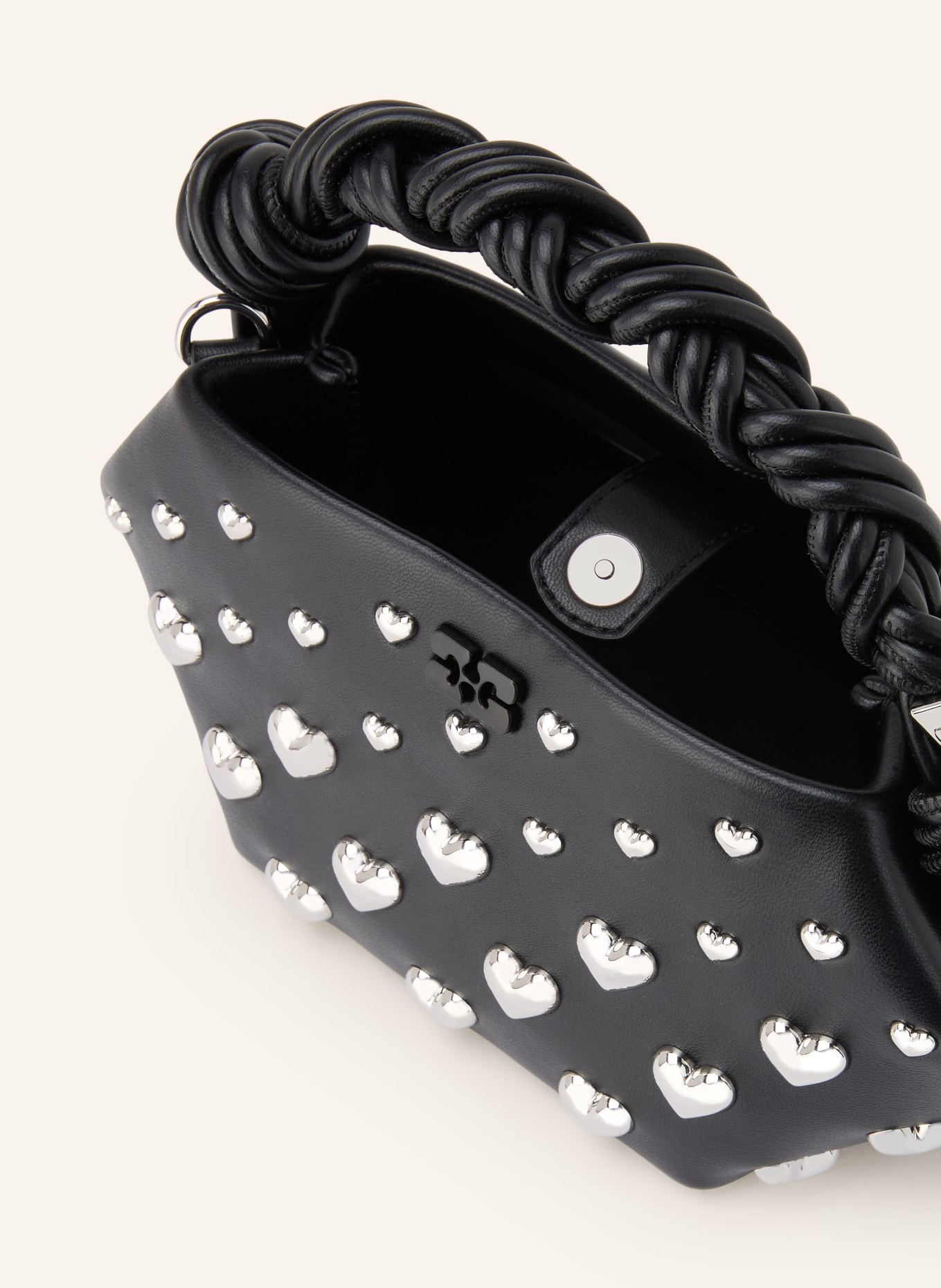 GANNI BOU MINI Handbag with Studs: BLACK / SILVER
