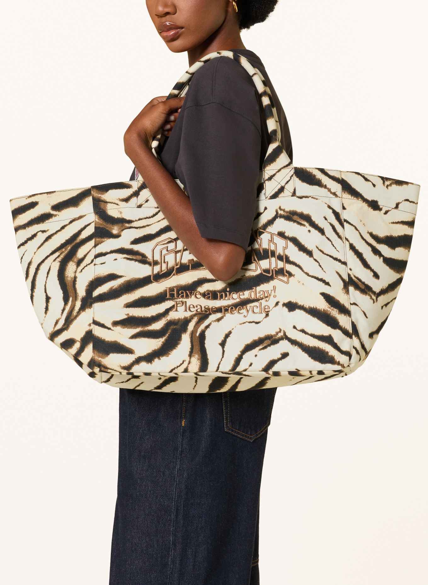 GANNI Sacs cabas: BEIGE / MARRON / NOIR