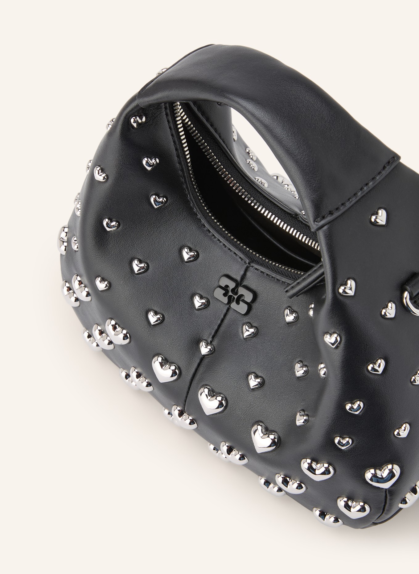 GANNI Handbag with studs: BLACK / SILVER