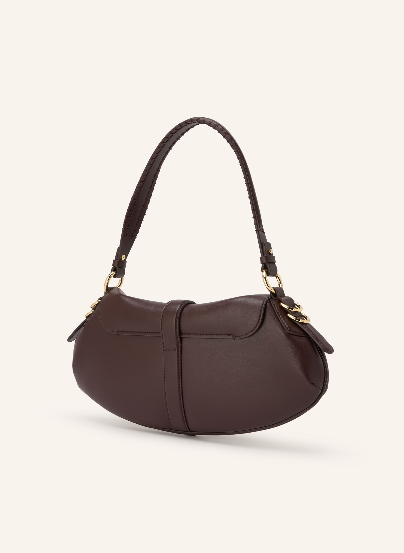 GANNI Handbag B-KAT: DARK BROWN / GOLD