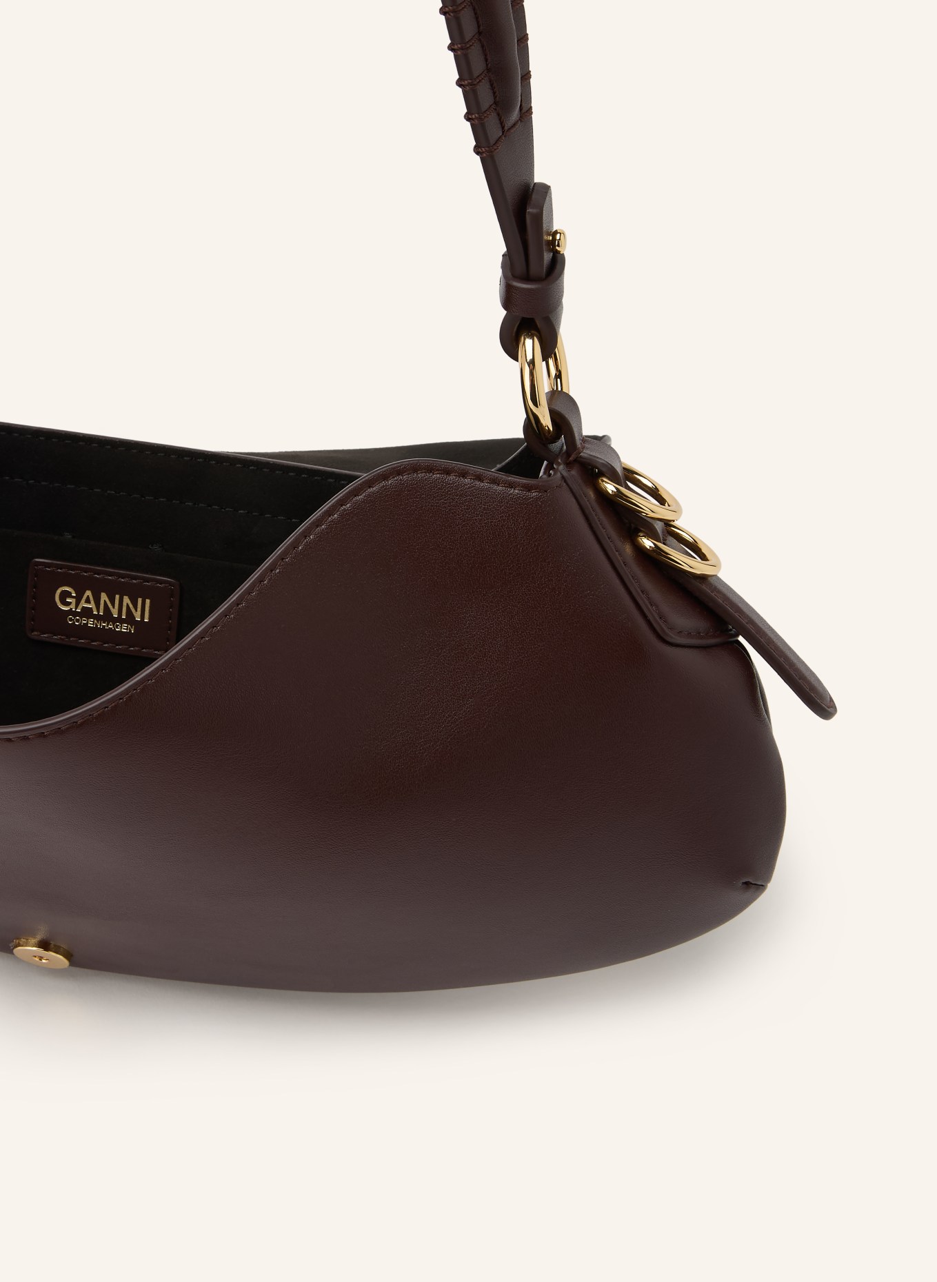 GANNI Handbag B-KAT: DARK BROWN / GOLD
