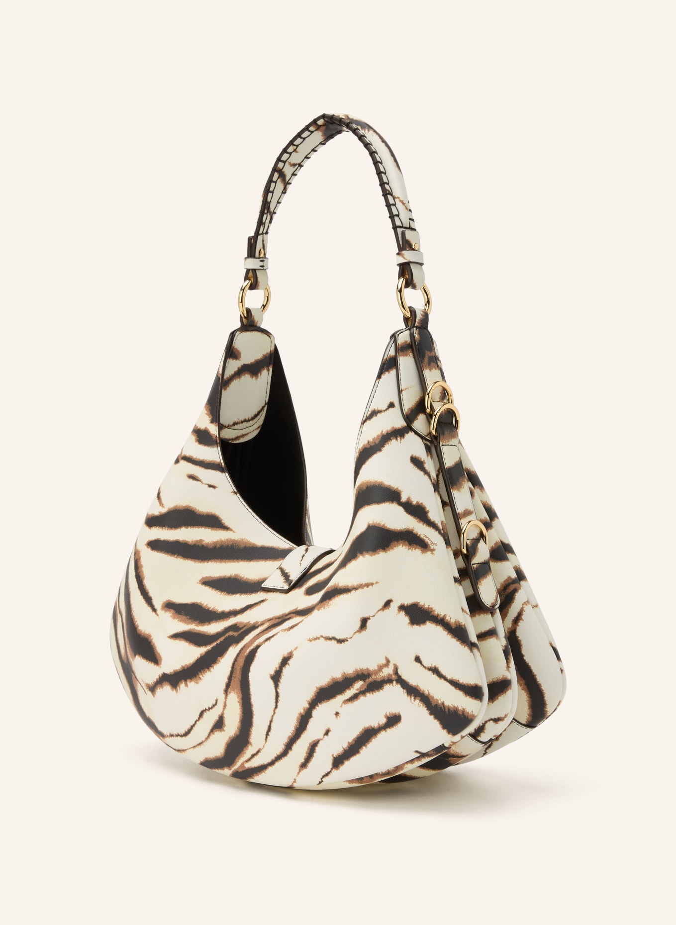 GANNI Skuldertaske KAT SMALL: BEIGE / GULD / SORT